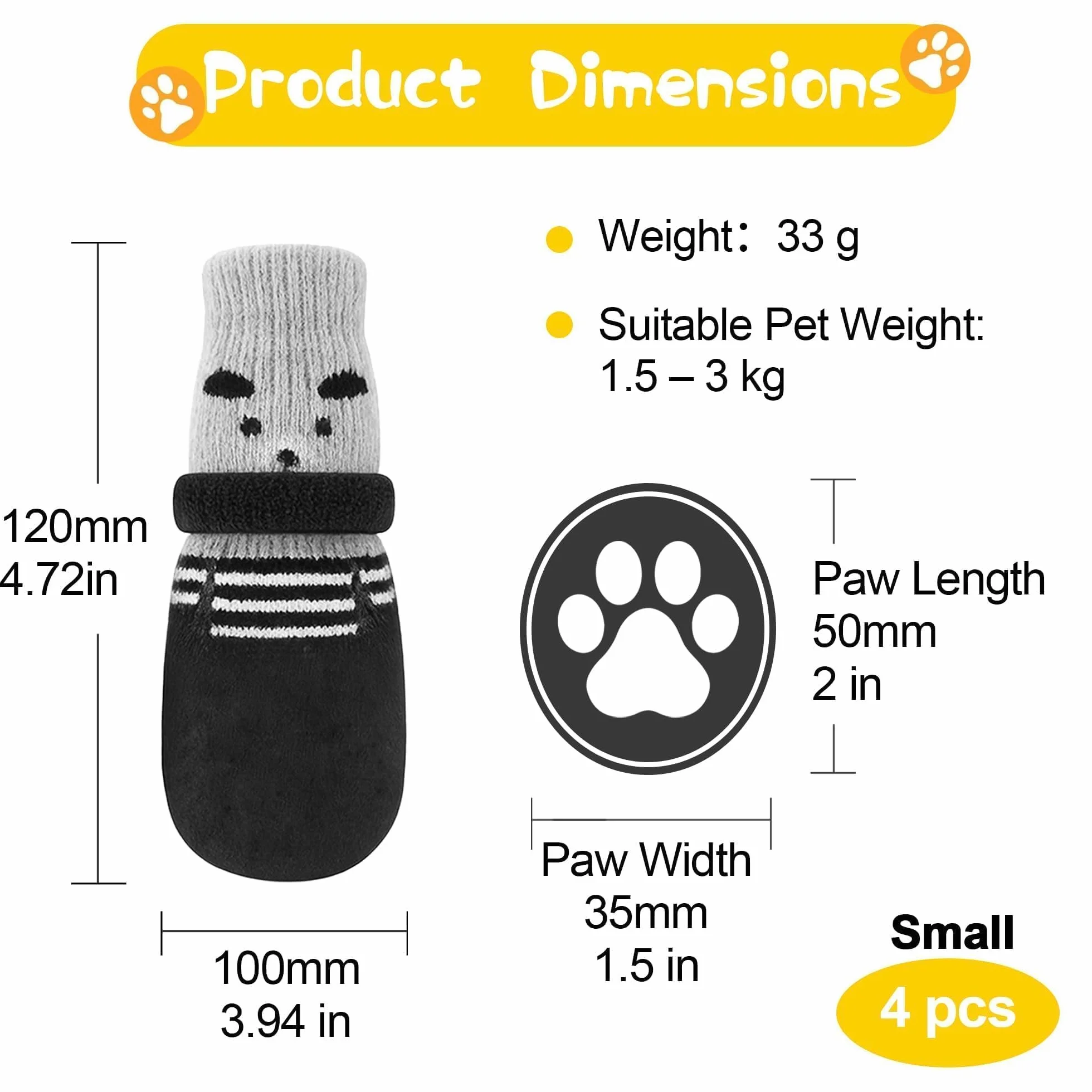 Chaussettes Antidérapantes pour Chien Taille S Protection Pattes Intérieur Réglables Respirantes