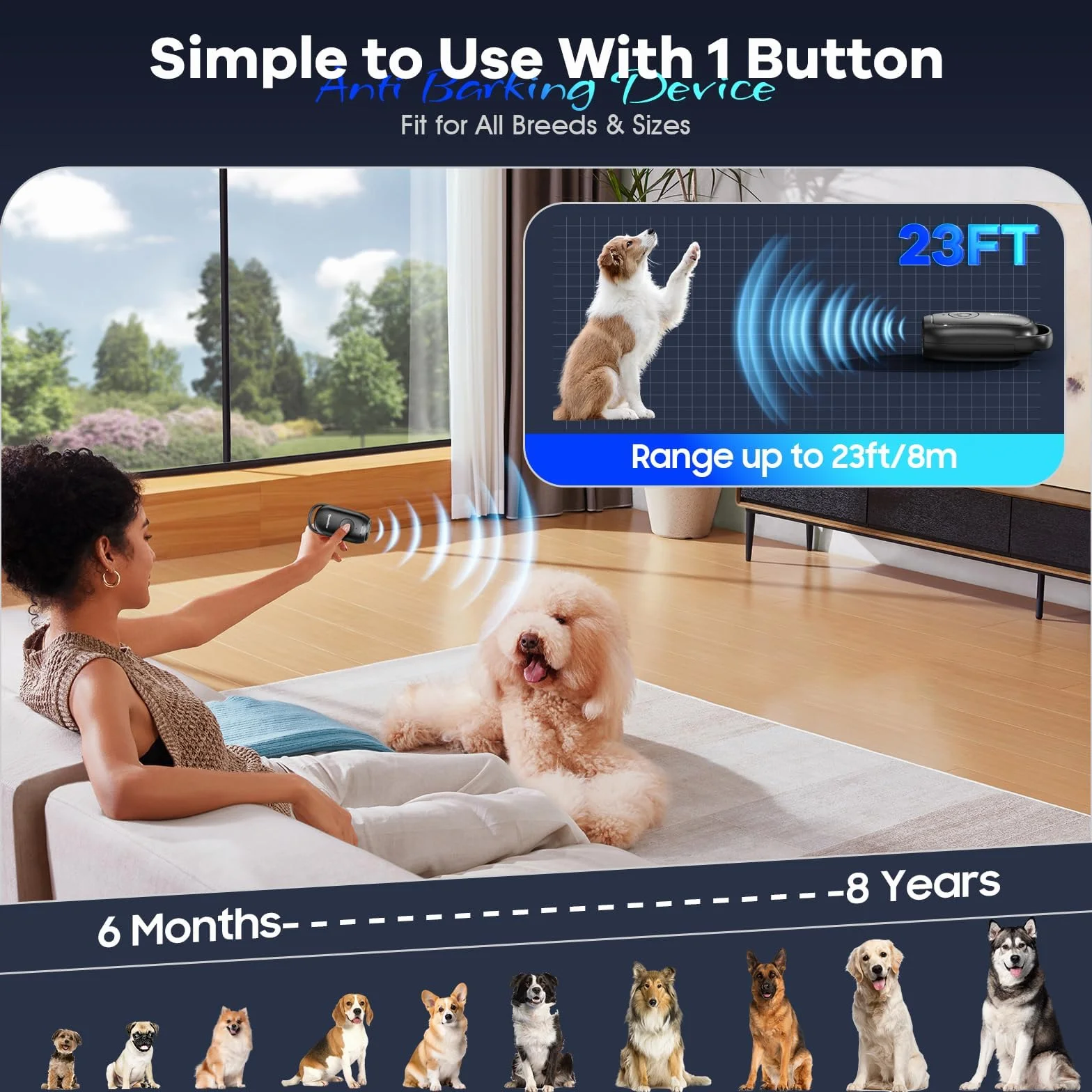 Boitier Anti Aboiement Chien Ultrason Portatif avec LED Intérieur Extérieur