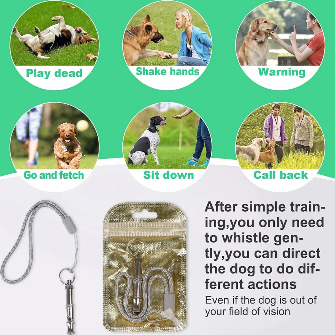 Sifflet pour Chien en Acier Inoxydable à fréquence réglable, Sifflet à ultrasons Professionnel pour l'entraînement et contrôle des aboiements
