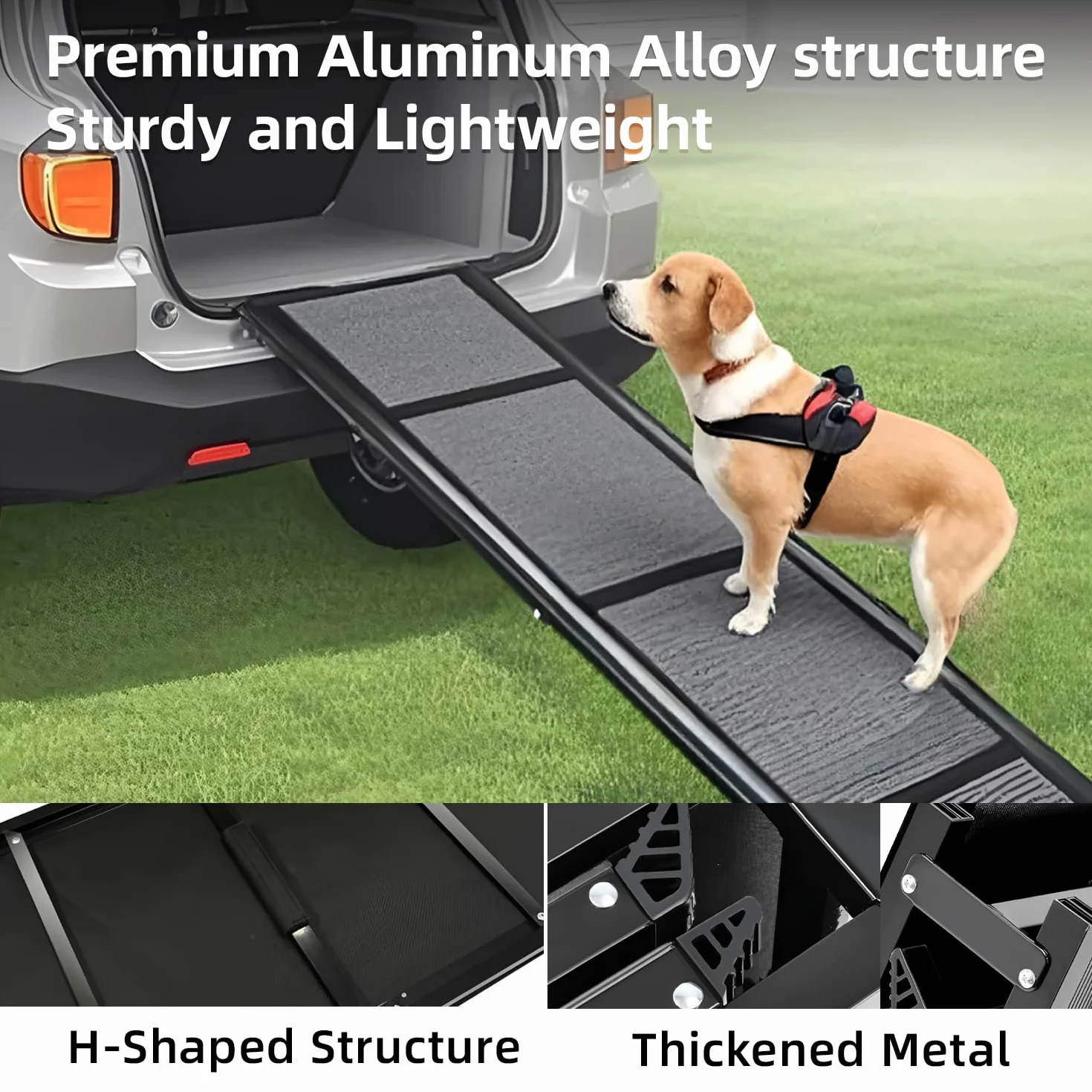 Rampe pour chien pliable extra longue 180 cm avec surface de tapis antidérapante pour petits, moyens et grands chiens - Rampe portable pour voiture, SUV, camion, canapé et lit