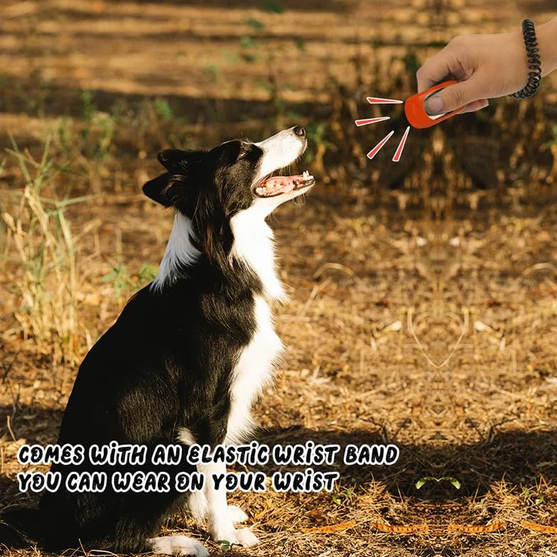 Clicker pour chien, 5, durable, portable, outil d'entraînement interactif avec bout des doigts, clicker d'entraînement avec extension, convient également pour les chats et les chevaux