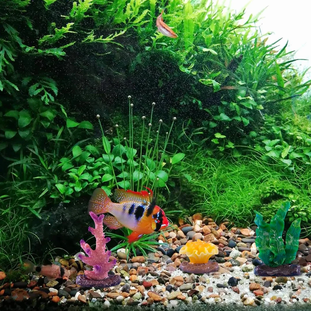 Décorations d'aquarium Corail Artificiel 6 Pièces Plantes Aquatiques