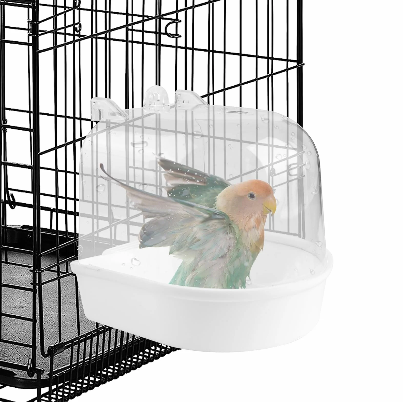 Bain d'oiseau multifonction suspendu : maison de bain pour cage à oiseaux, baignoire pour oiseaux, abreuvoir pour oiseaux, maison bol pour cage, accessoires pour inséparables, perruches,
