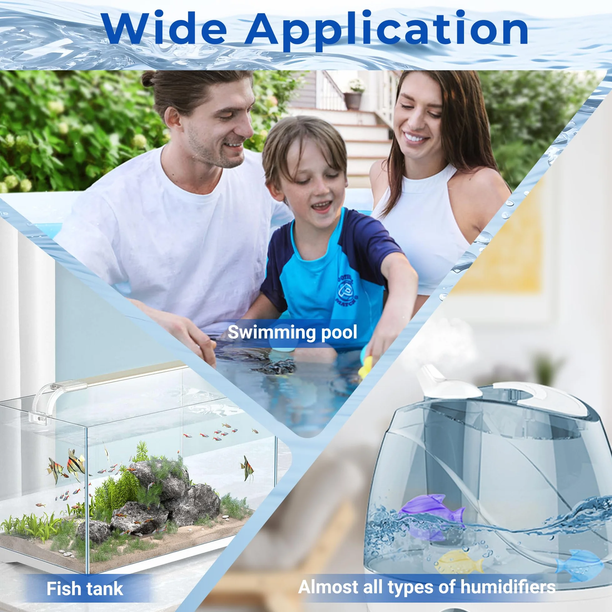 Lot de 6 humidificateurs de nettoyage pour poissons compatibles avec aquariums - Bleu