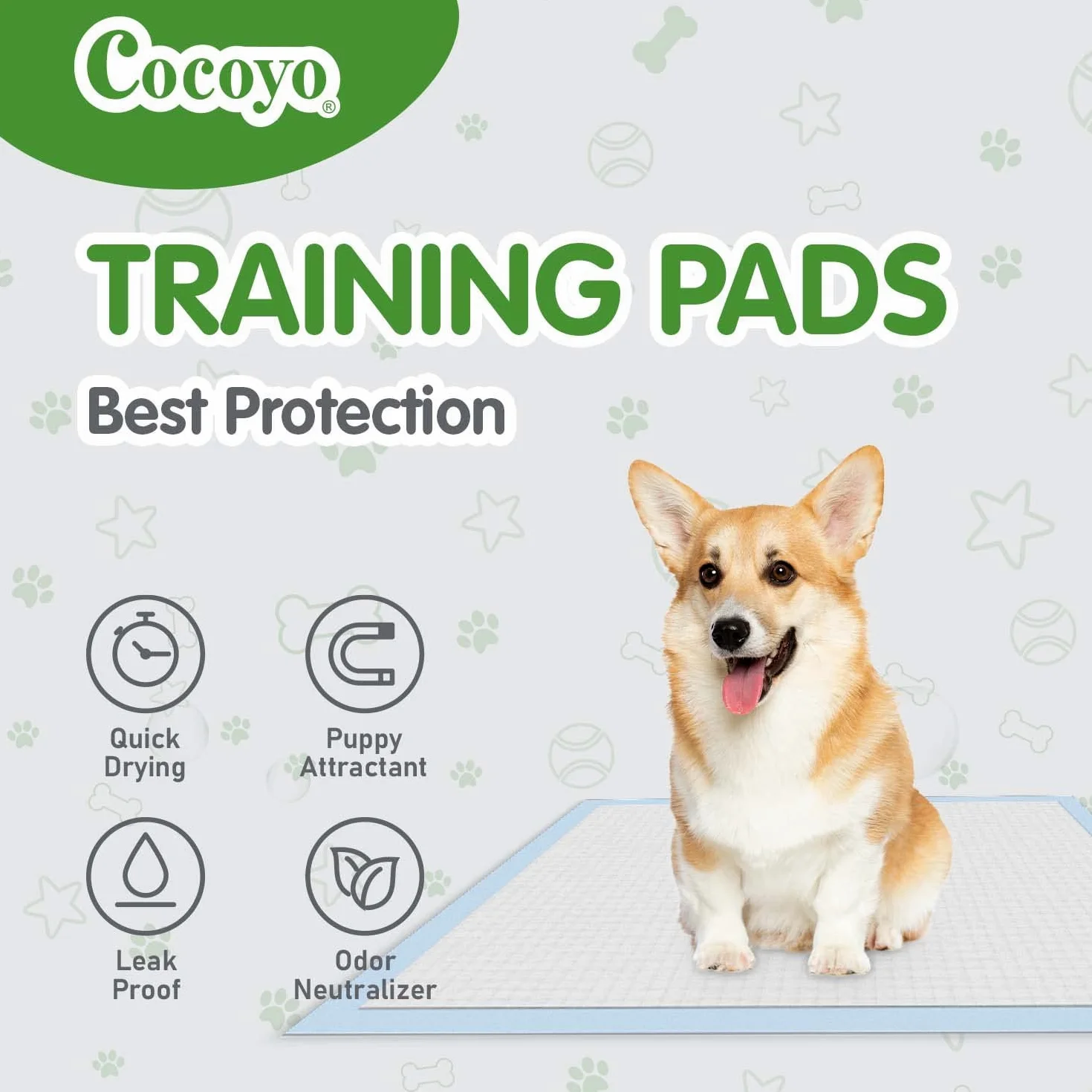 COCOYO Tapis de dressage en bambou respectueux de l'environnement | Tapis de dressage respectueux de l'environnement pour tous les chiens | 100 tapis de dressage super absorbants pour chiots