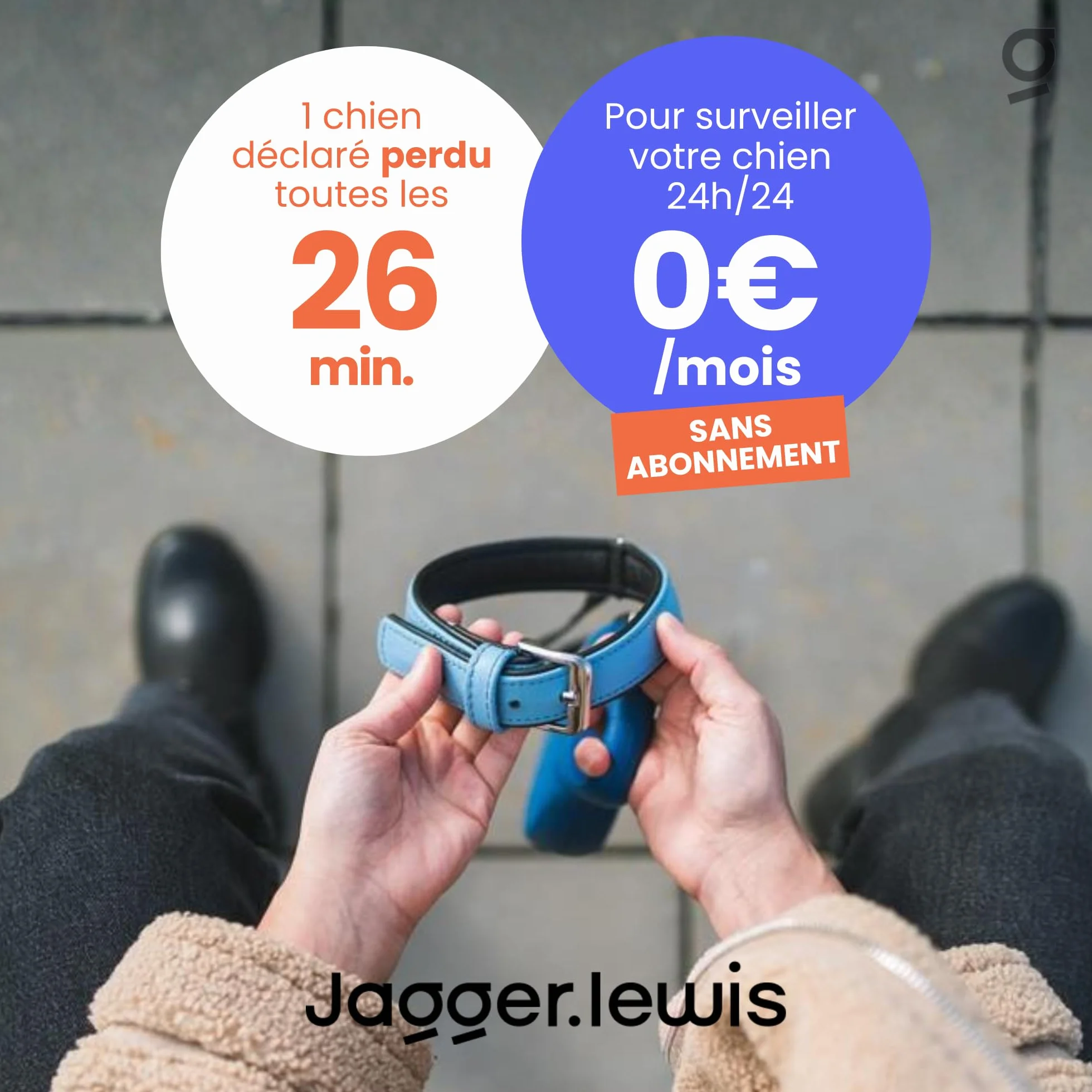 Jagger Lewis GPS Collier Chien sans Abonnement Localisation Direct Anti-Fugue Suivi Activité Bien-Être iOS Android Charbon Smartdock