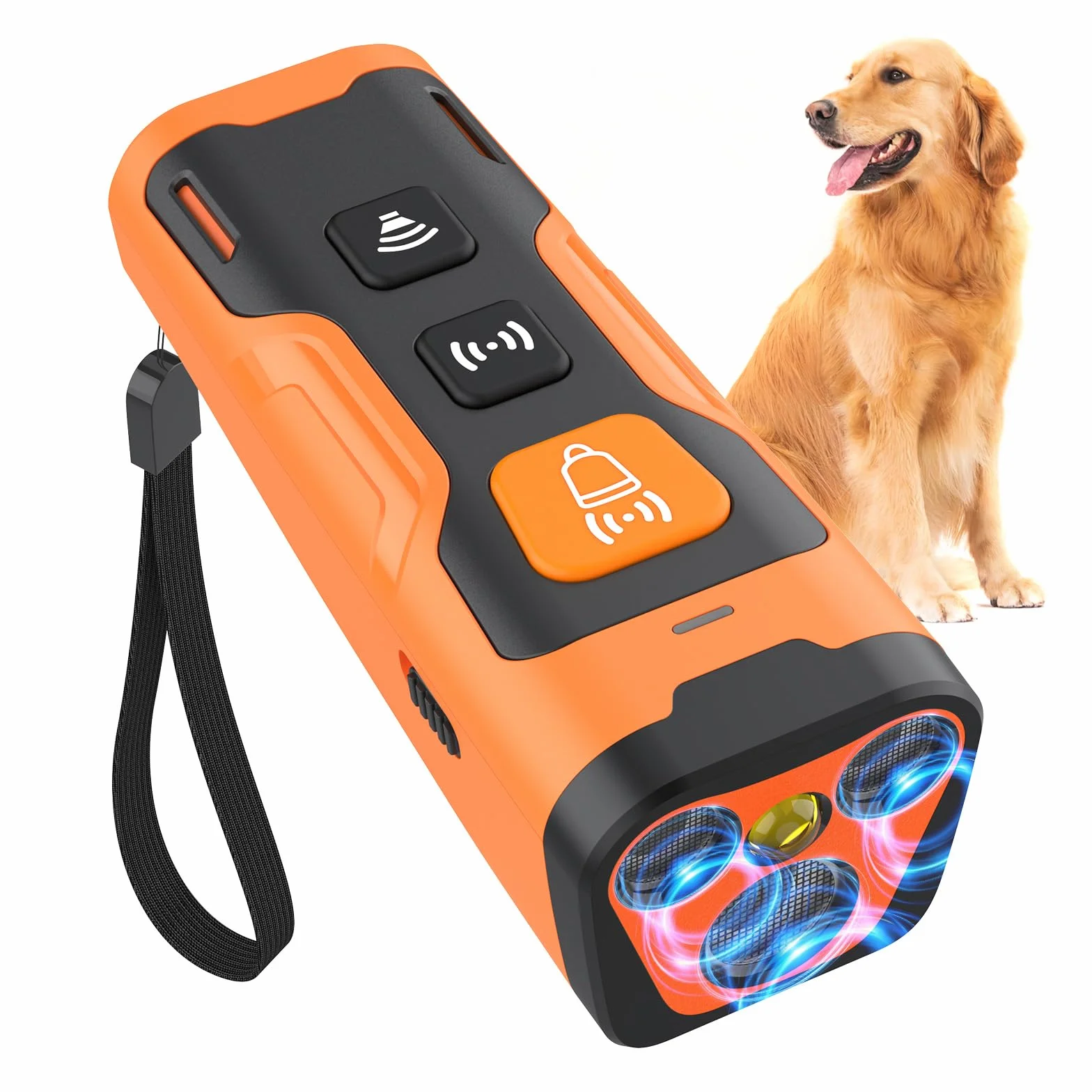 Appareil Anti-aboiement Ultrason Rechargeable pour Chiens, 4 Fréquences Réglables, Lampe LED