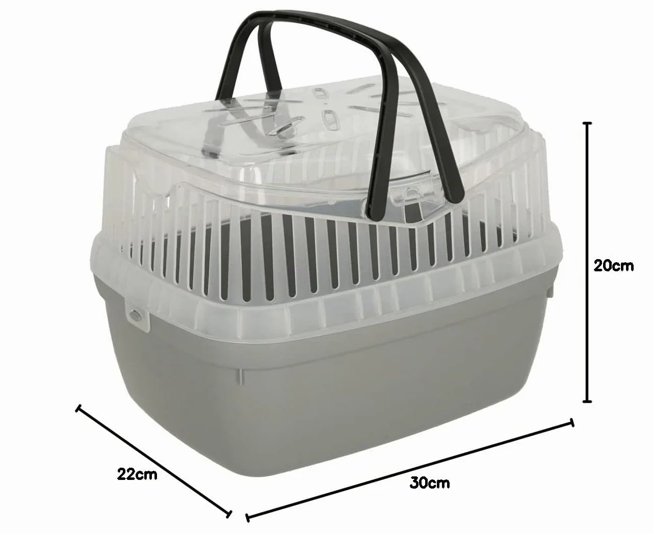 Kerbl Portobello Boîte de Transport pour Animaux 30x23x23cm Plastique Gris Hamsters Cochons d'Inde Rongeurs