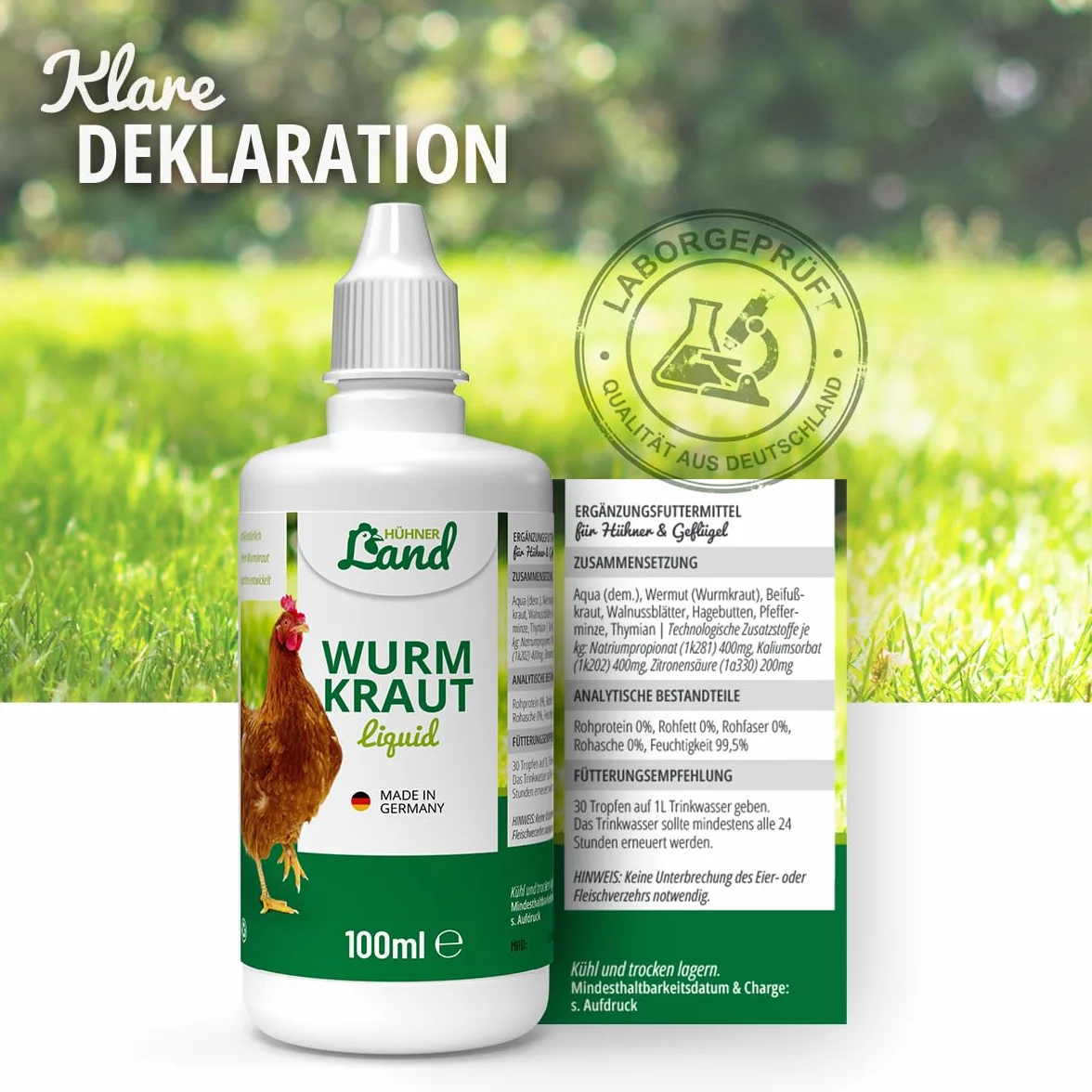 HÜHNER Land Vermifuge liquide 100 ml pour poules et volailles Artemisia Absinthium