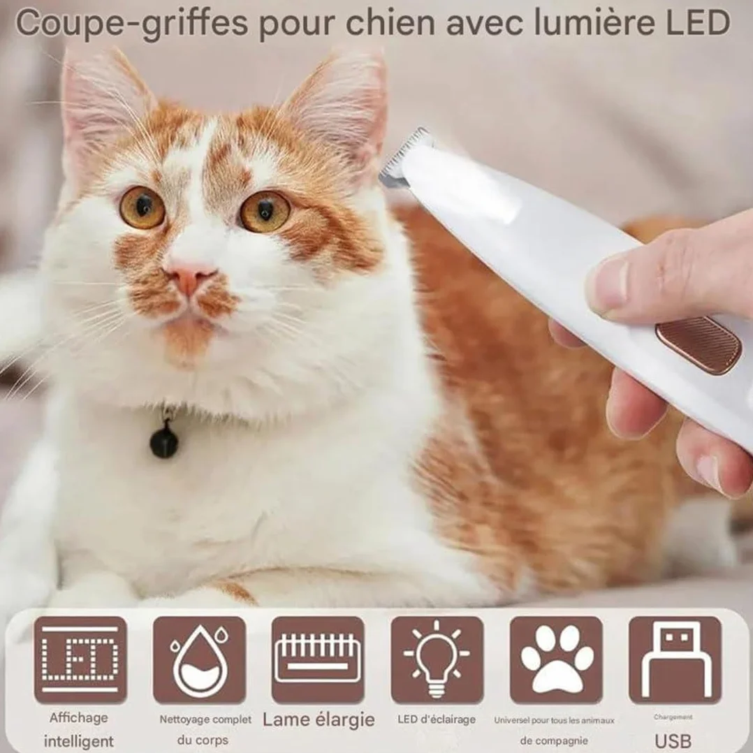 Tondeuse de Toilettage GrosMatou Silencieuse Rechargeable USB LED Étanche Compacte