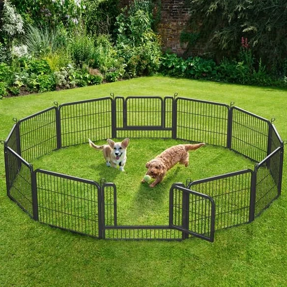 Yaheetech Parc pour Chien 12Panneaux Chenil Enclos en Métal 80 x 60 cm Noir | Clôture modulables pour chien, chiots, lapins, canards Cage pour Chien Barriere chien à loquet intérieur/extérieur Pliable