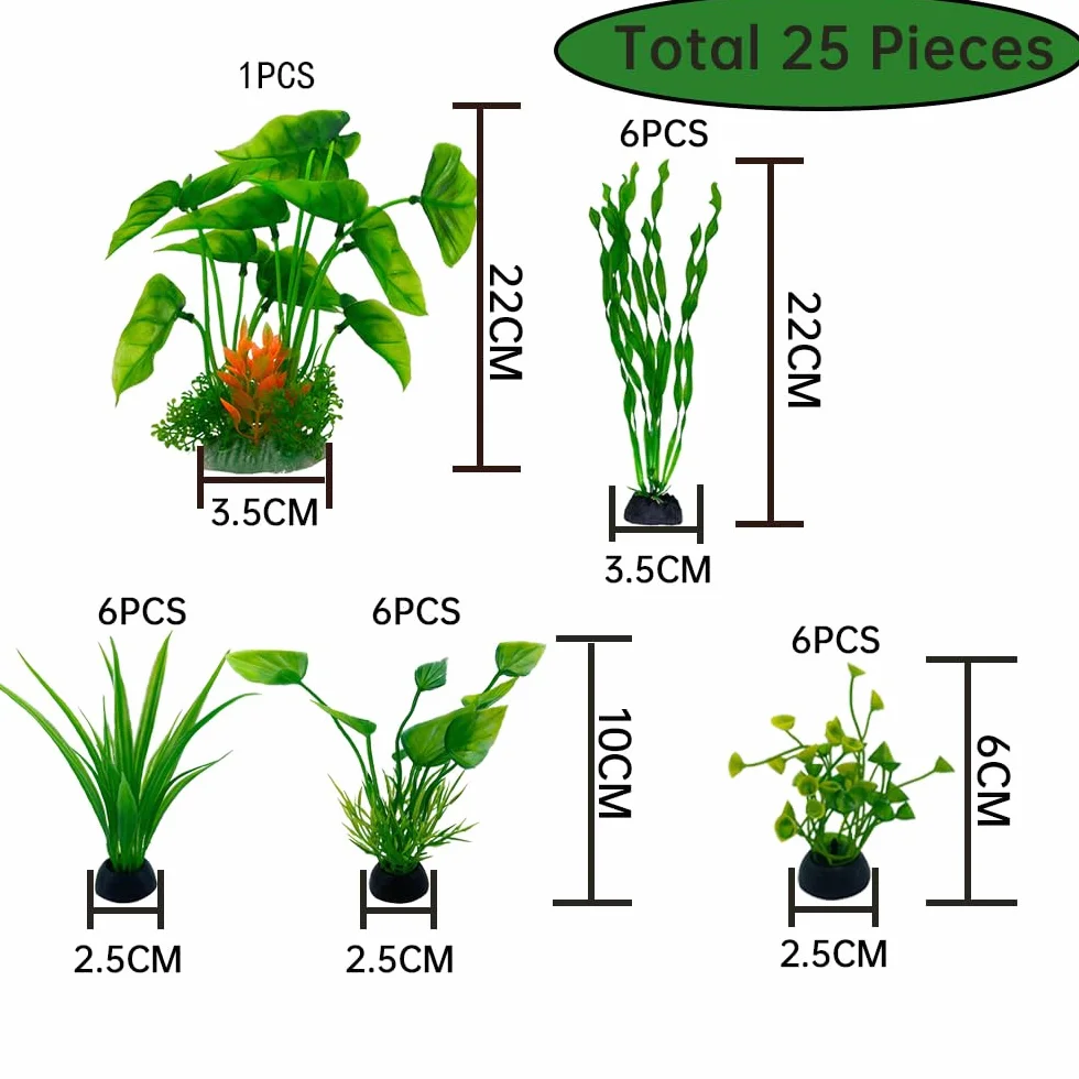 Plantes d'ornement pour Aquarium Vert Plastique 25pcs