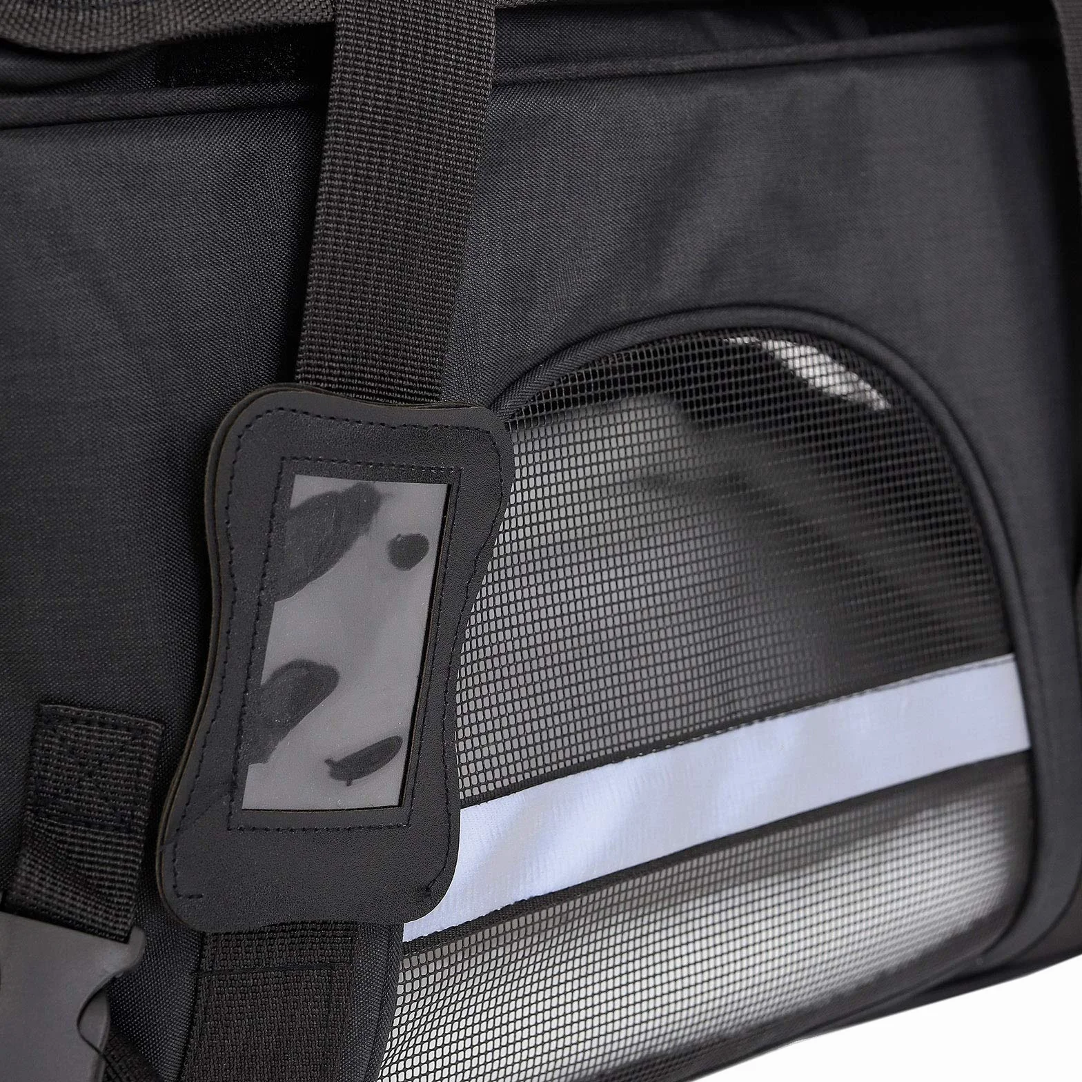 lionto Caisse de Transport Pliable pour Chien avec poignées et bandoulière, 48,5x27x31,5 cm, en Tissu Oxford Robuste et Maille, Caisse pour Chat avec Coussin Doux, idéale pour l’Avion, Noire
