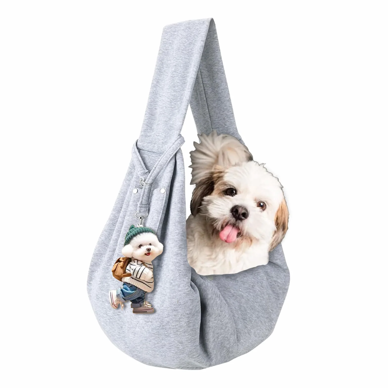 Sac de Transport pour Chien Chat à Bandoulière Mains Libres 15kg Gris