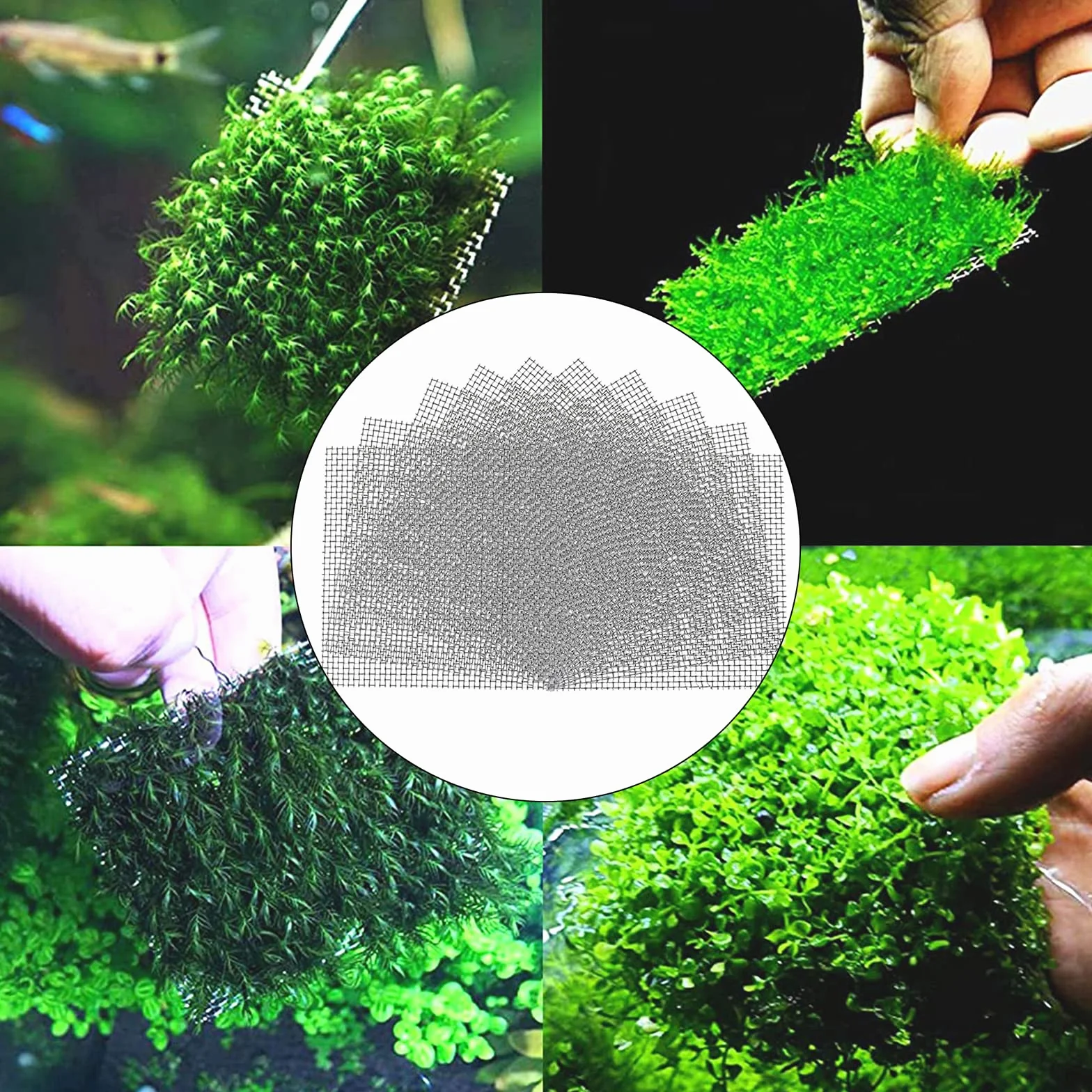 Mousse Plante Aquatique Décoration 14 Pièces 8x8 cm Grillage Fin Acier Inoxydable Maille Fine Aquarium