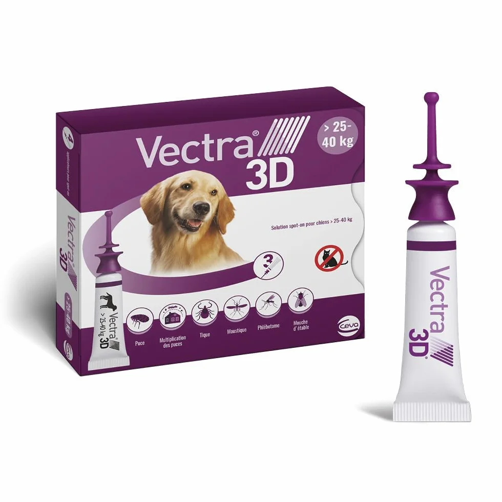 Vectra 3D Solution Spot-on pour Chiens 25-40 kg - 3 Pipettes