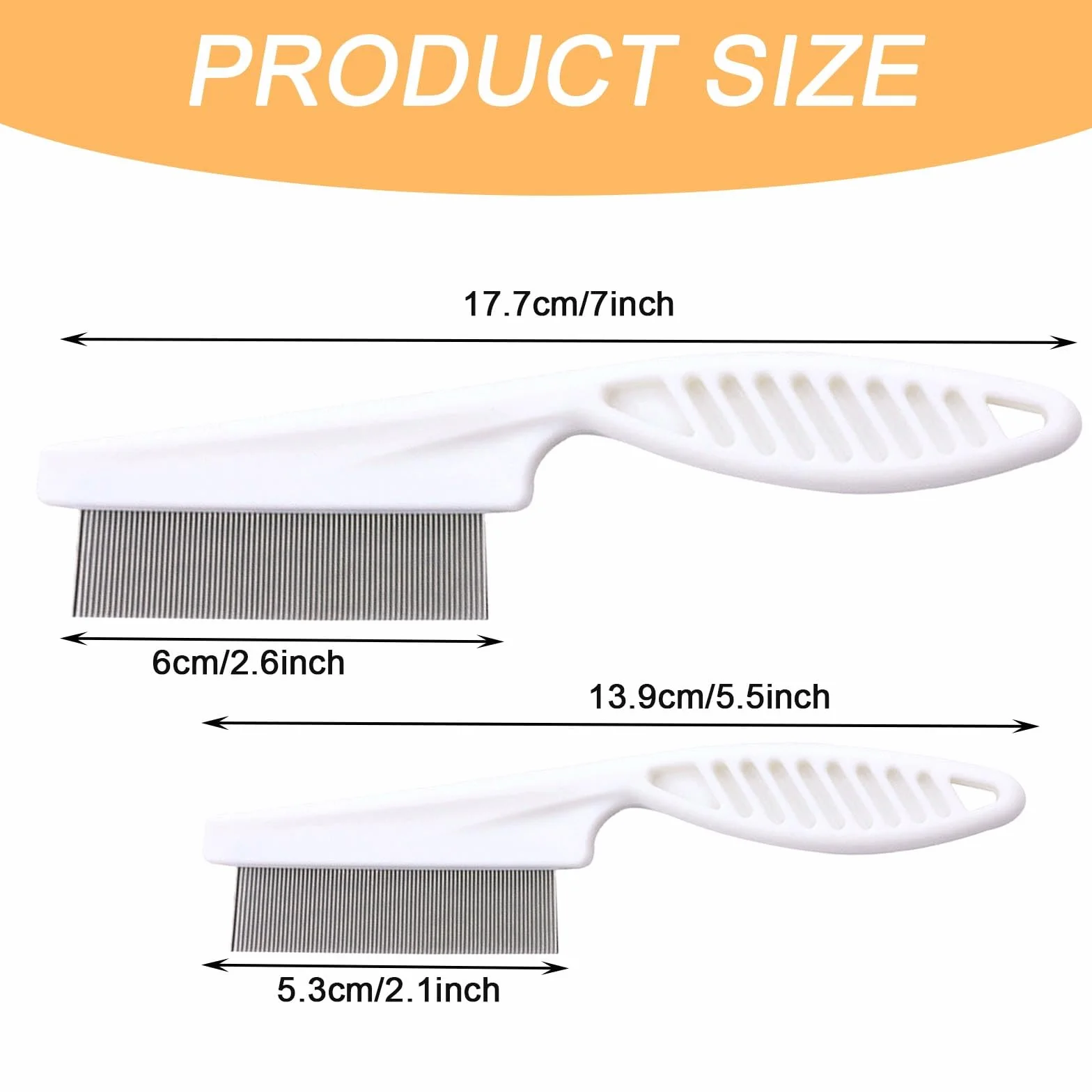 Pack de 2 peignes pour animaux en acier inoxydable, peigne chien et chat anti-larmes
