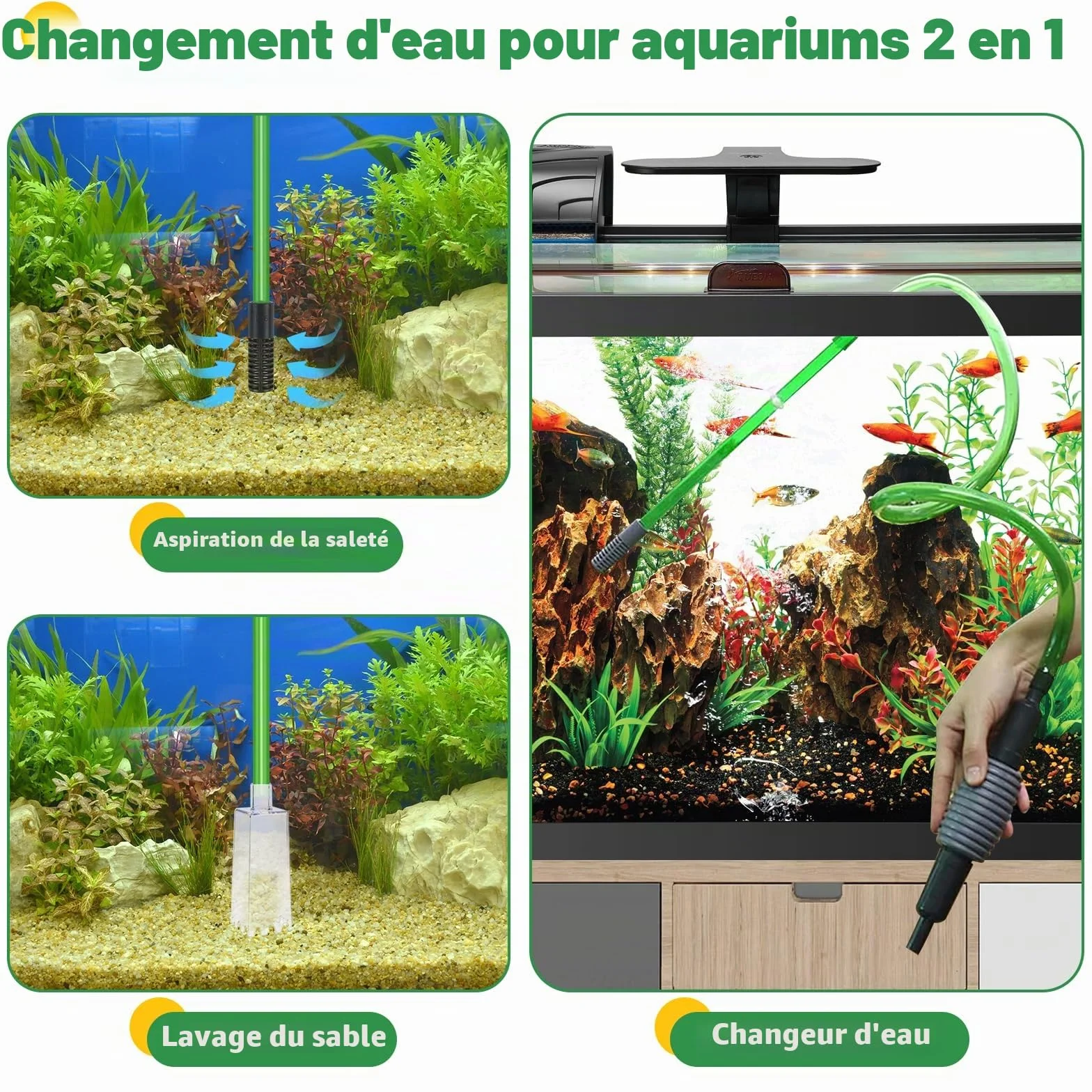 LPZMPZ Aspirateur Aquarium, Siphon Nettoyage Gravier avec Pompe pour Changement d'Eau