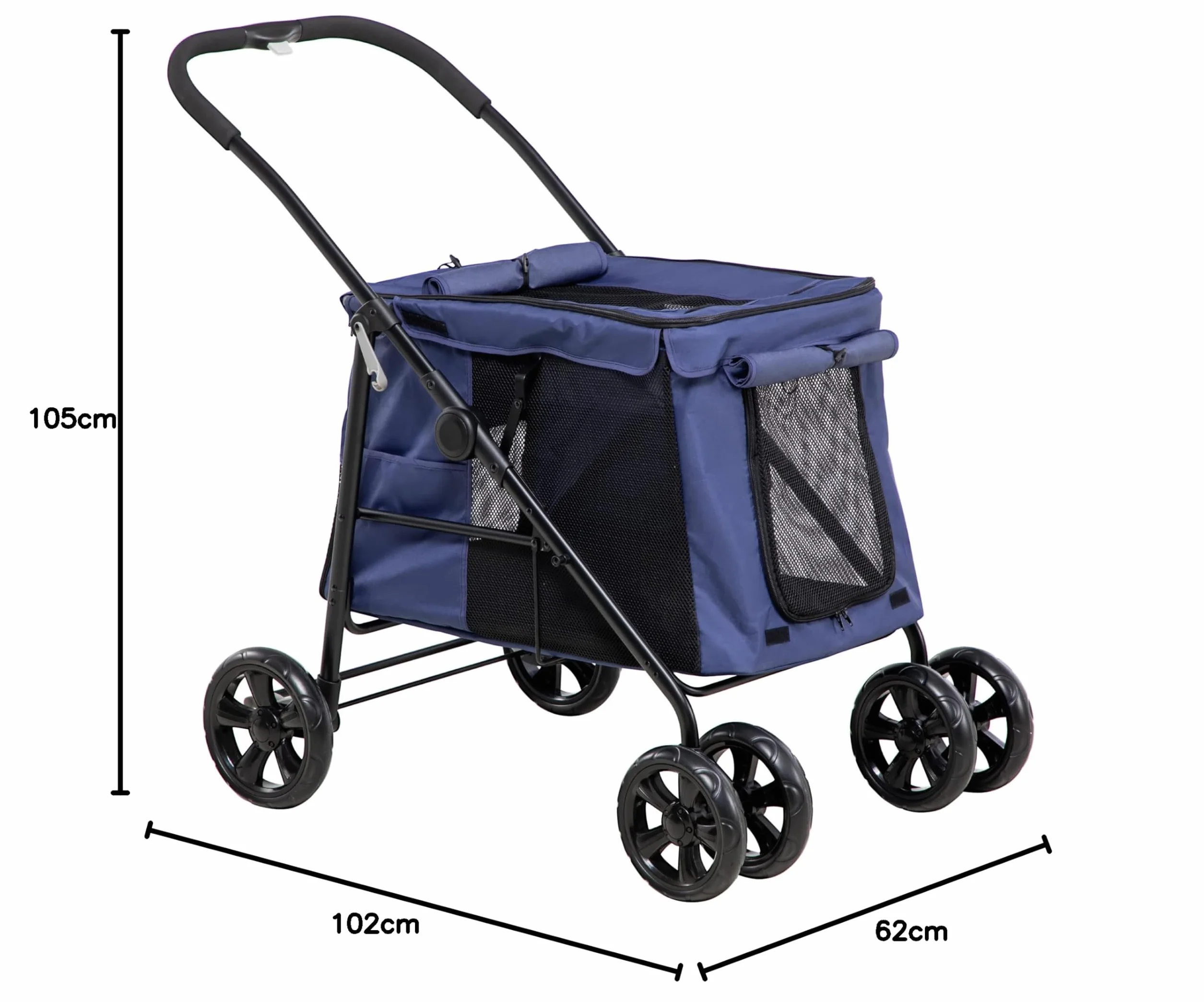 PawHut poussette pour chien pliable jusqu'à 20 kg avec coussin et poches