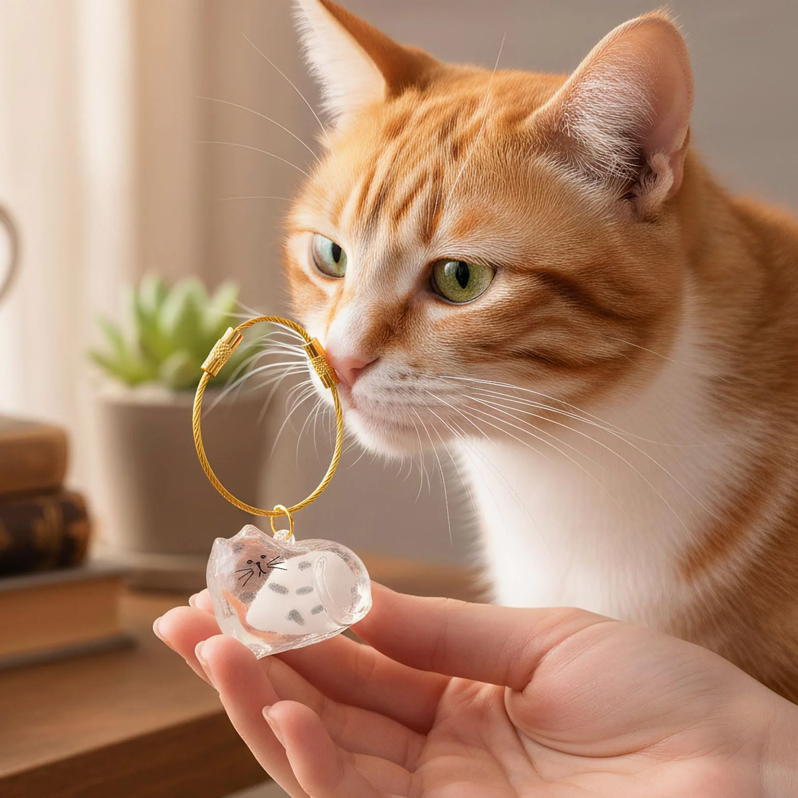 Lot de 6 Porte-Clés en Poils de Chat, Capsules Commémoratives en Acrylique Transparent, Boîte de Rangement pour Poils d’animaux, Idée Cadeau DIY pour Amoureux des Animaux