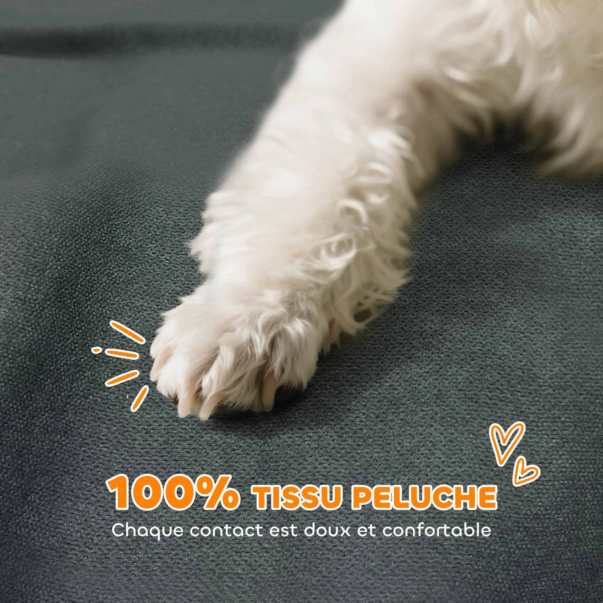 PawHut Canapé pour Chien avec Dossier et Accoudoirs, Respirant, 66 x 42 x 28,5 cm, Gris foncé