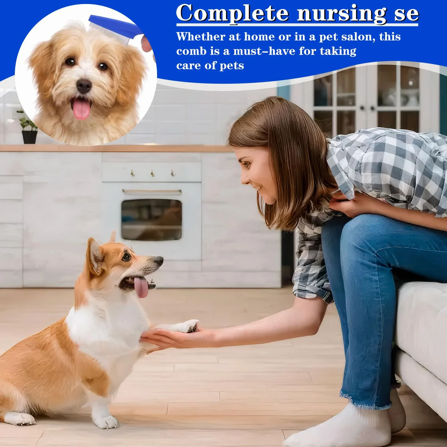 Peigne Anti-puces Multifonctionnel pour Chats et Chiens - Set de Toilettage