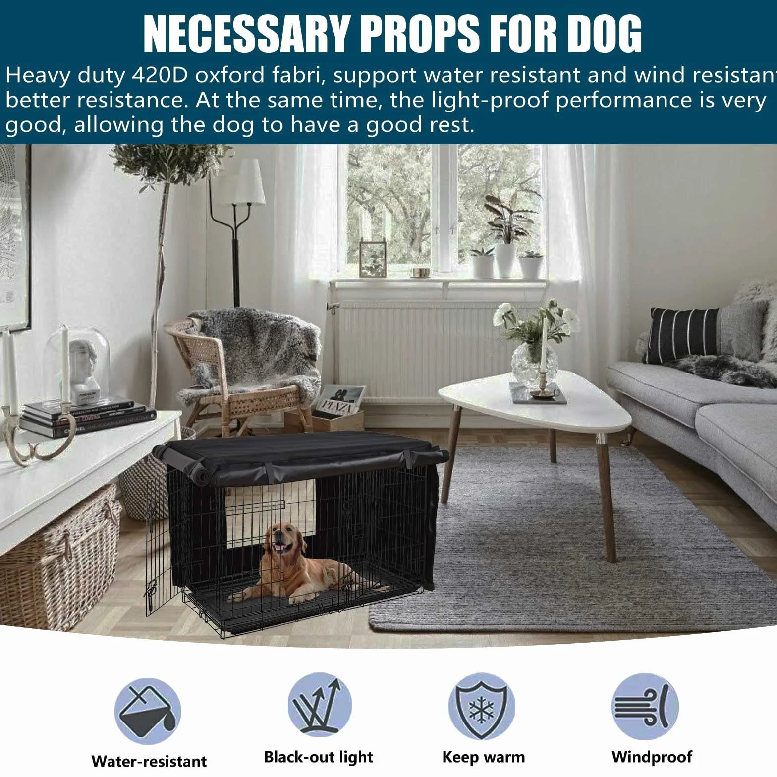 Cage Chien Protection, Tissu Oxford 420D, Multifonctionnelle, Adapte à la Plupart des Caisses