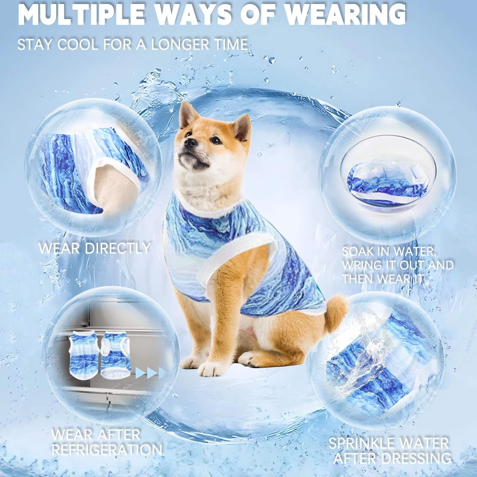 Gilet Rafraîchissant pour Chien shallyong Refroidissement T-Shirt Respirant Harnais Réfrigérant (M)