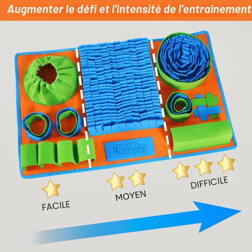 Tapis à renifler pour chiens jeu d'alimentation interactif stimulation mentale