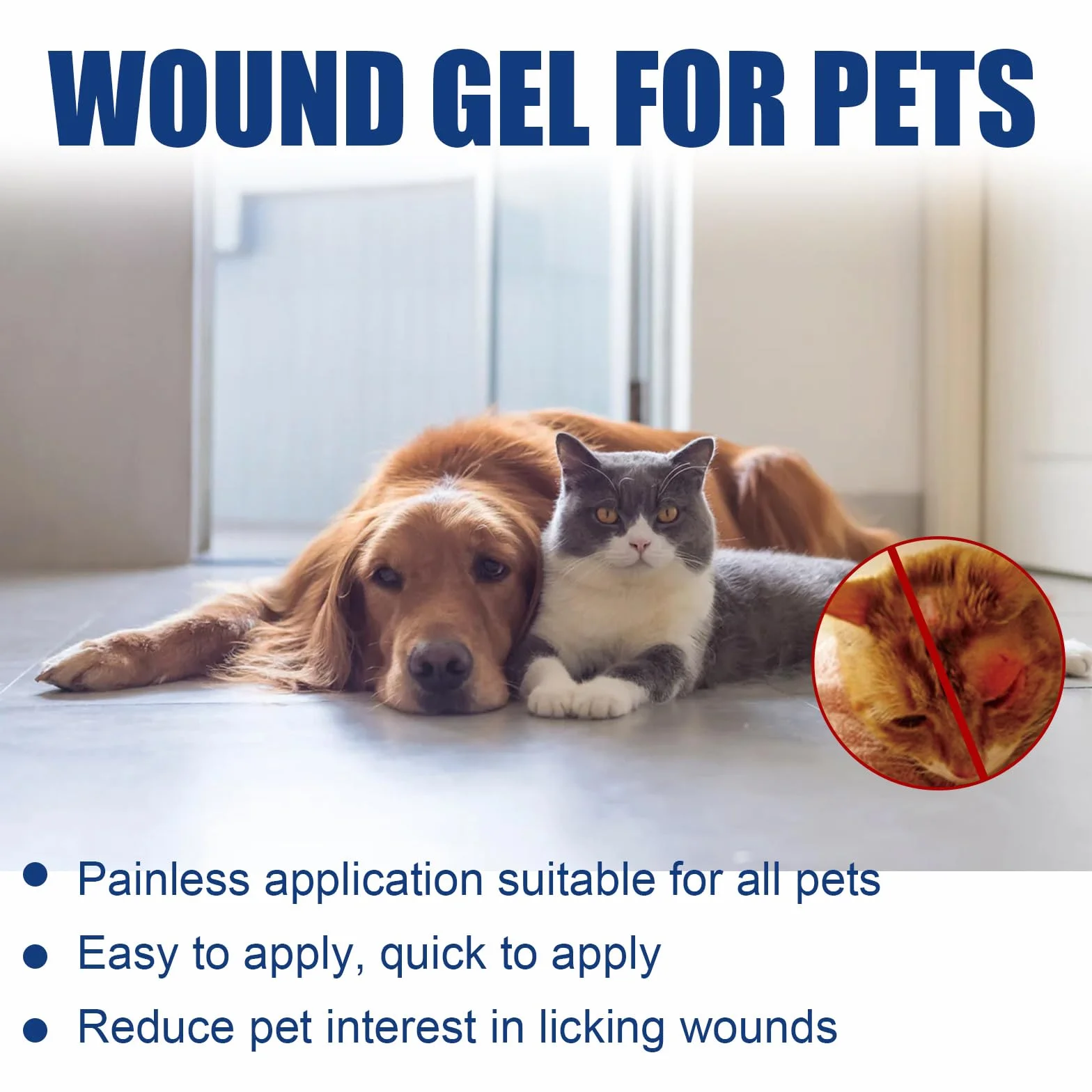 Gel Soin des Plaies pour Animaux, Chiens et Chats, Imperméable