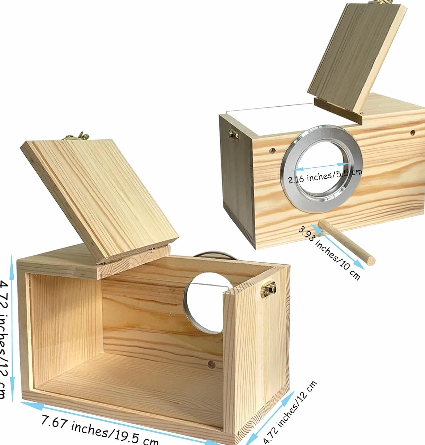 Nichoir pour perruches transparent en bois naturel - Volière pour perruches et perroquets