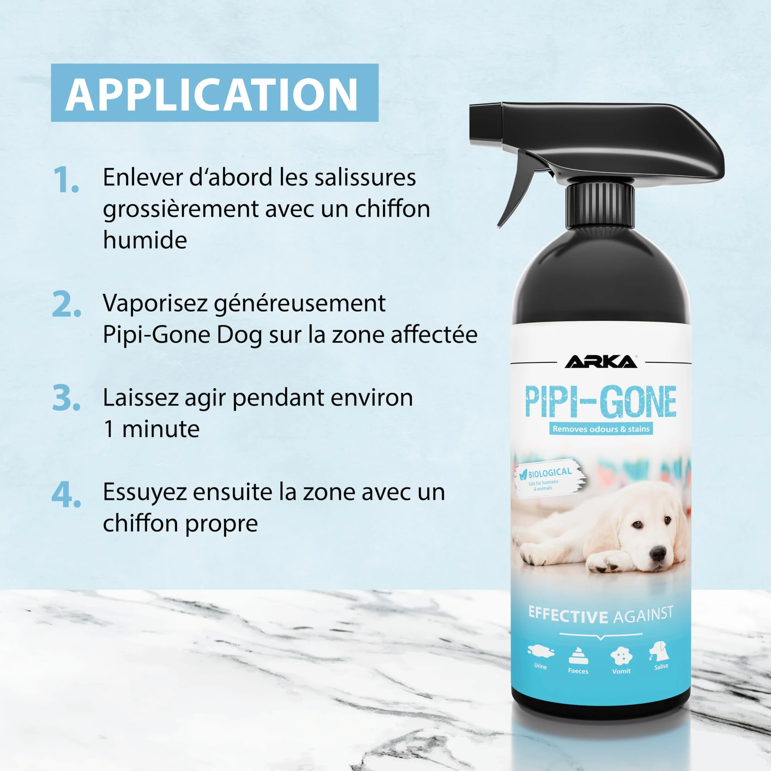 Détachant urine chien 750 ml spray enzymatique extra fort contre odeurs taches urine nettoyant bio textile sol tapis canapé