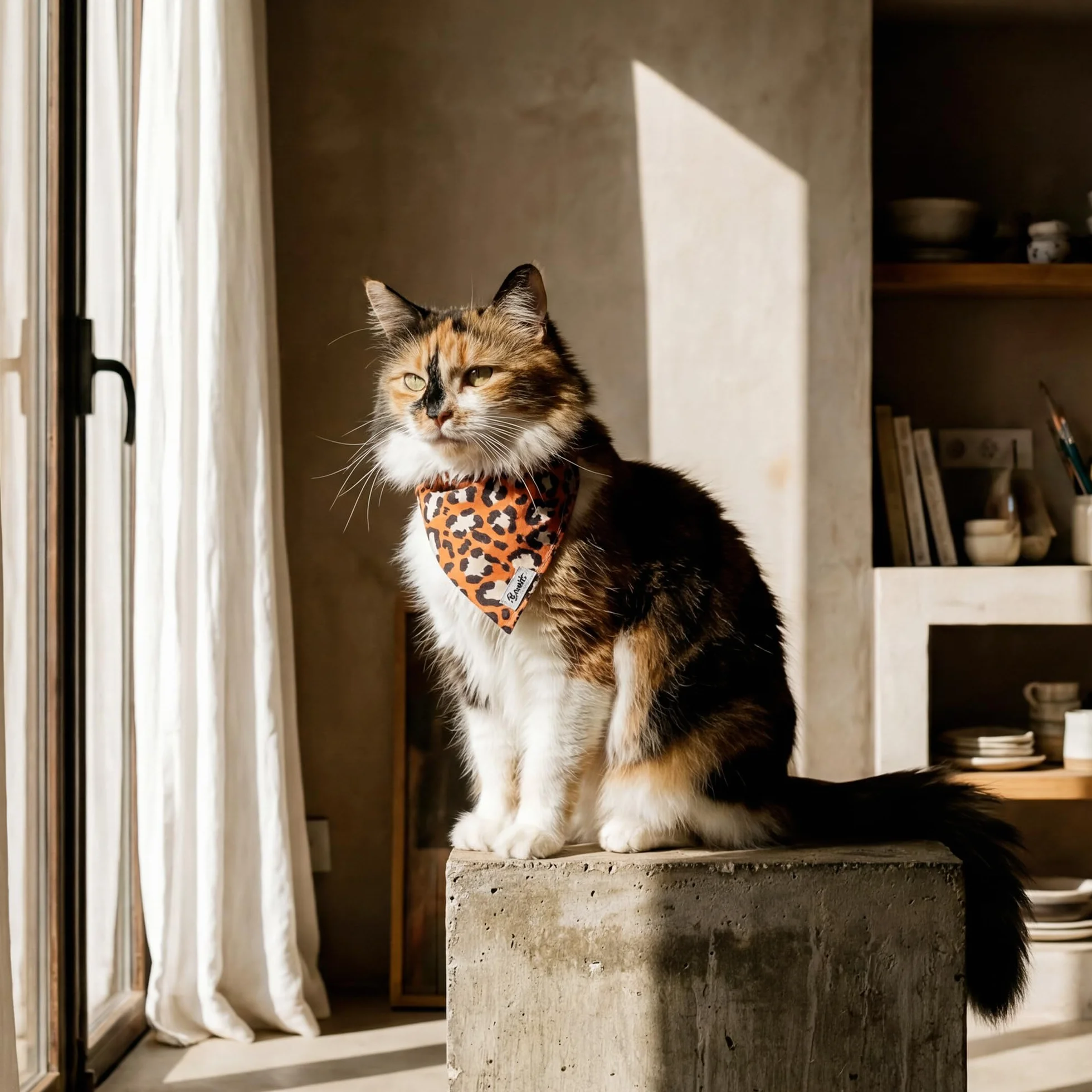 Bandana pour Chat Taille S Jungle Chic Tour de Cou 24-28cm Boucles Anti-étranglement en Plastique Foulard en Nylon résistant et Doux Lavable en Machine