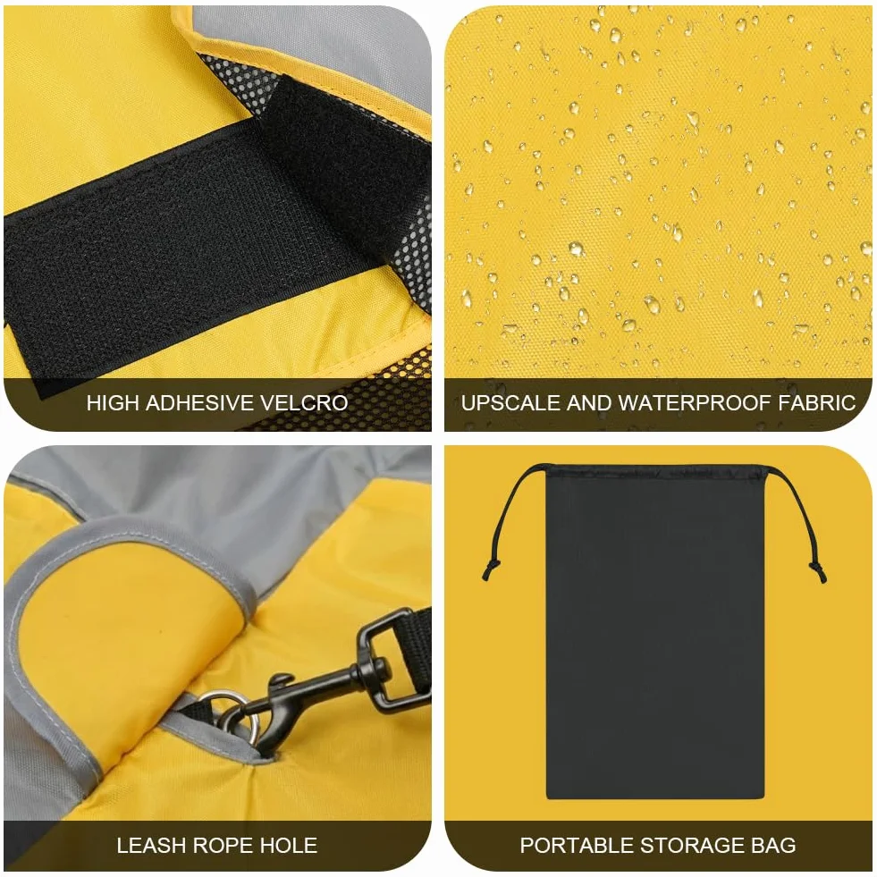 AOOWU Manteau de Pluie imperméable pour Chien avec Bandes réfléchissantes, Veste de Pluie réglable Petite Moyenne Grande Taille