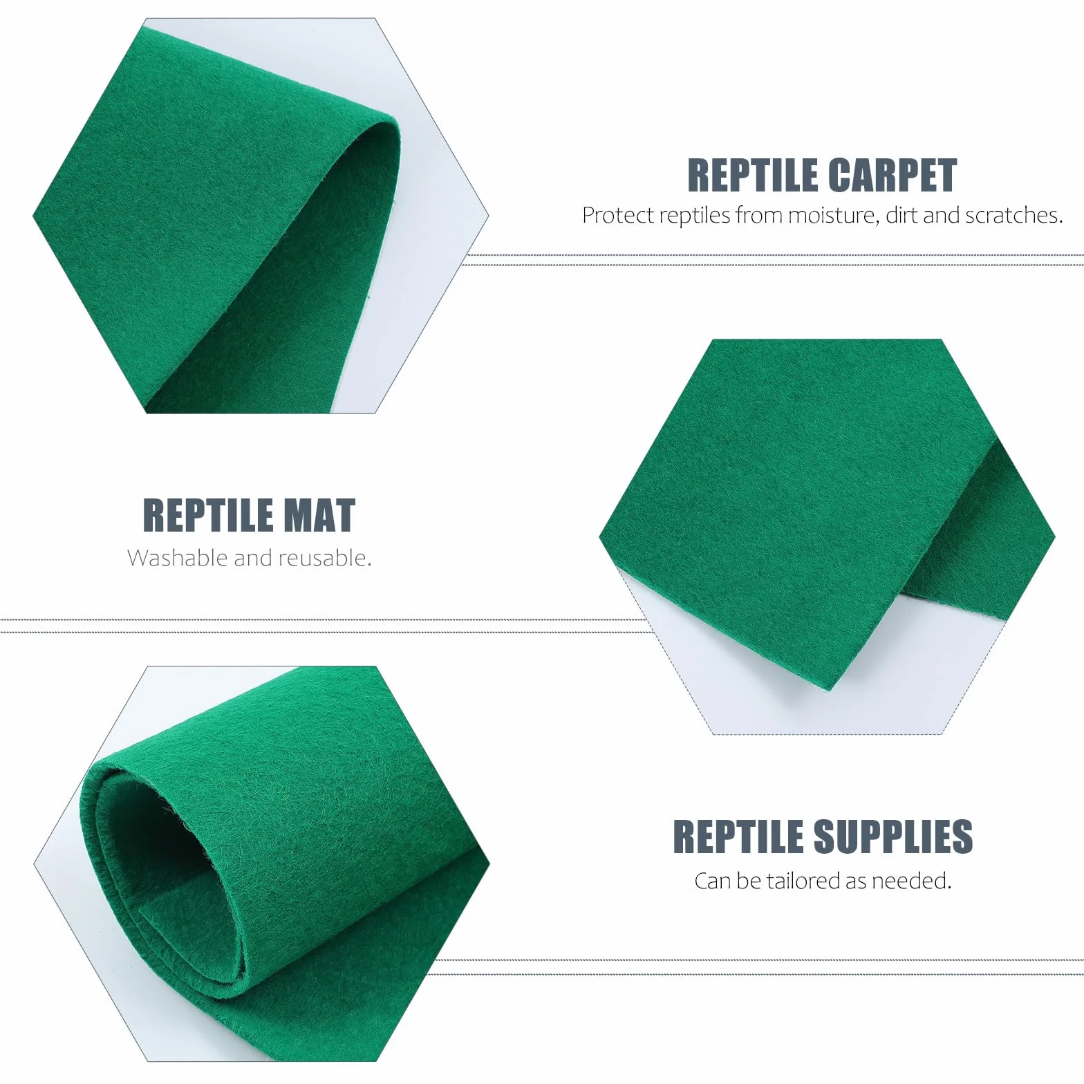 Tapis pour Reptiles 120x60 cm Fibre Polyester Naturelle Vert Absorbant, Revêtement Substrat Terrarium, Coussin Lavable Réutilisable