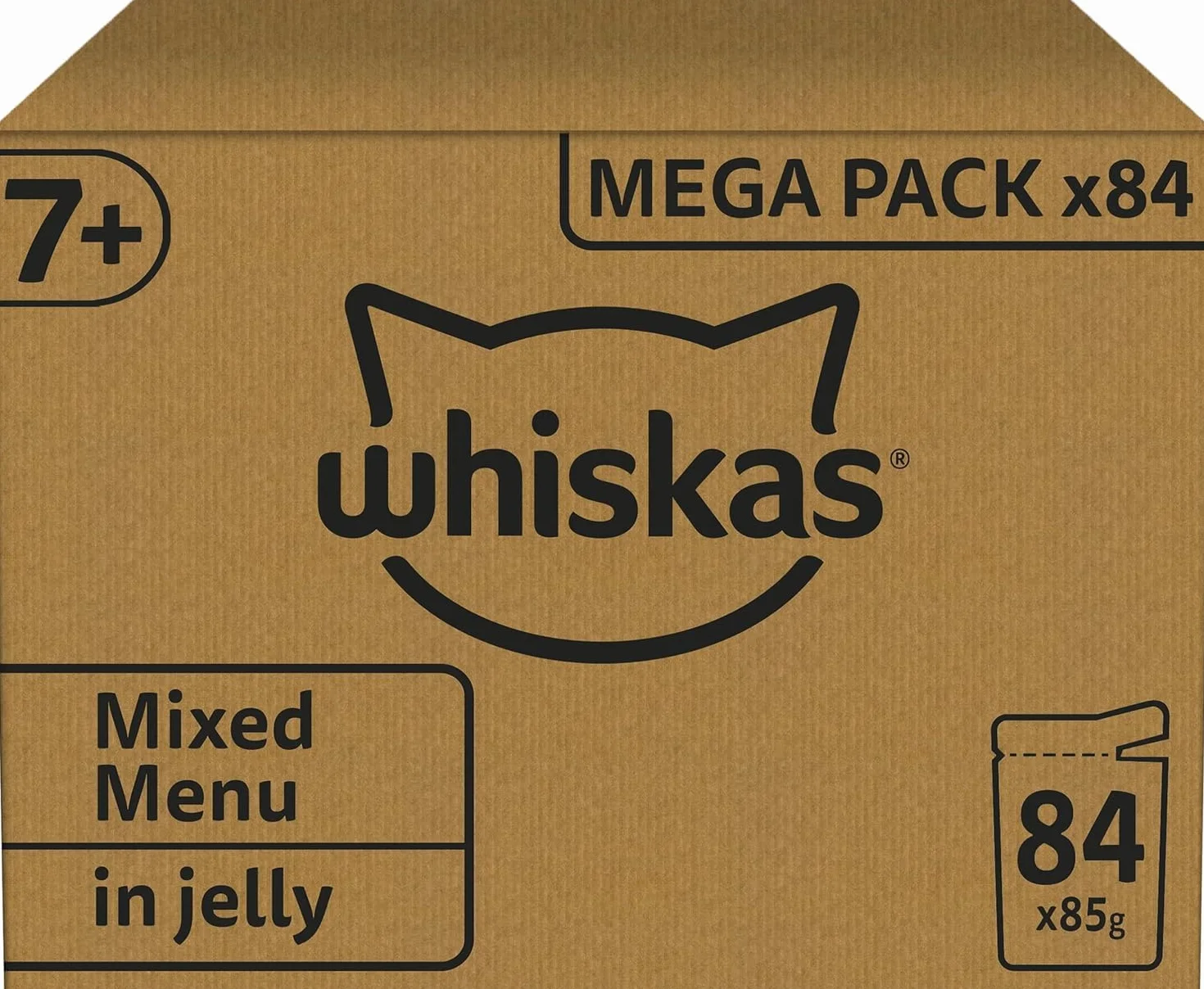 WHISKAS 7 Ans+ Repas Pour Chat Senior, Lot de 84 Sachets fraîcheur 85 g, Nourriture Humide Chat