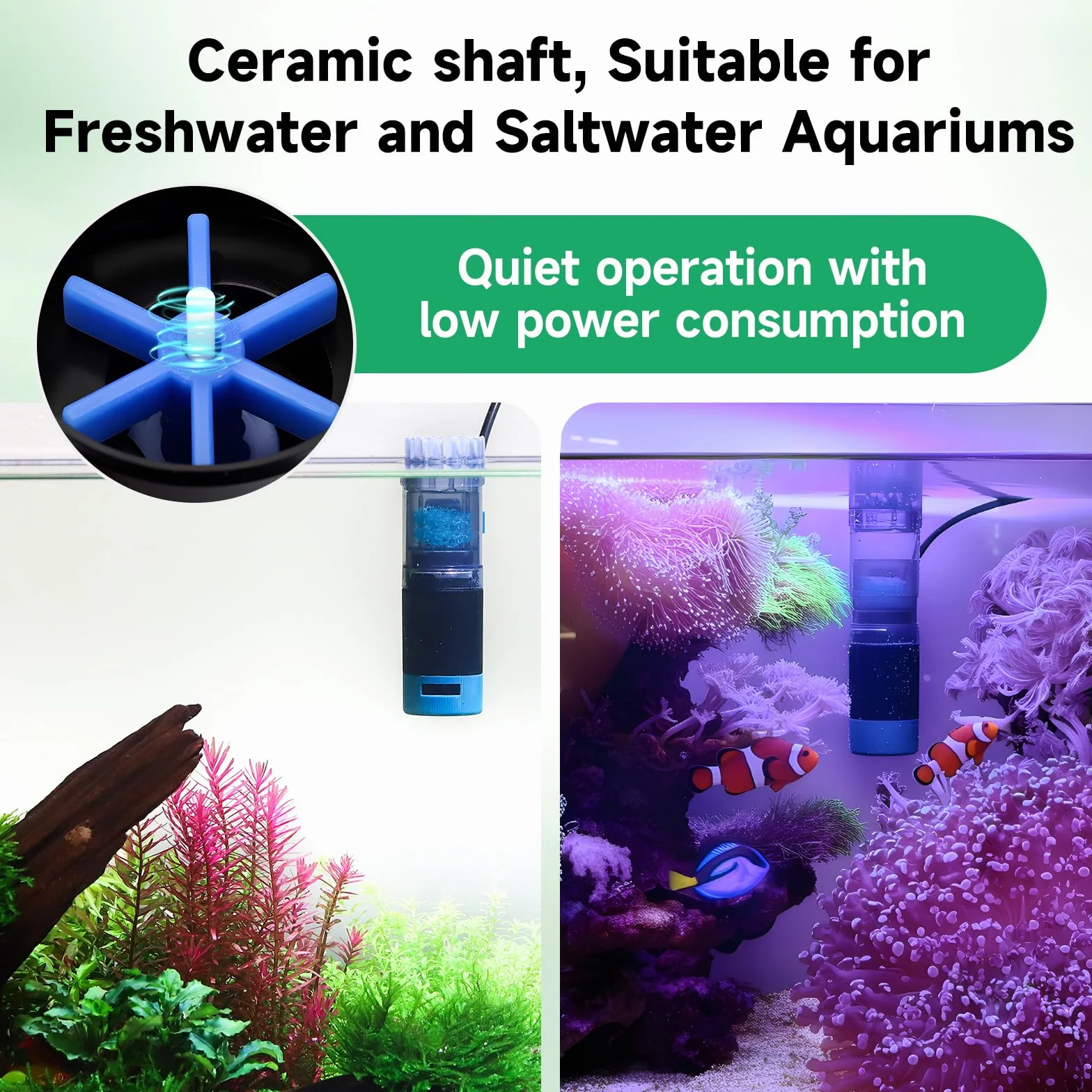 Skimmer de Surface pour Aquarium Magnétique 5W 96GPH avec Éponge Bio