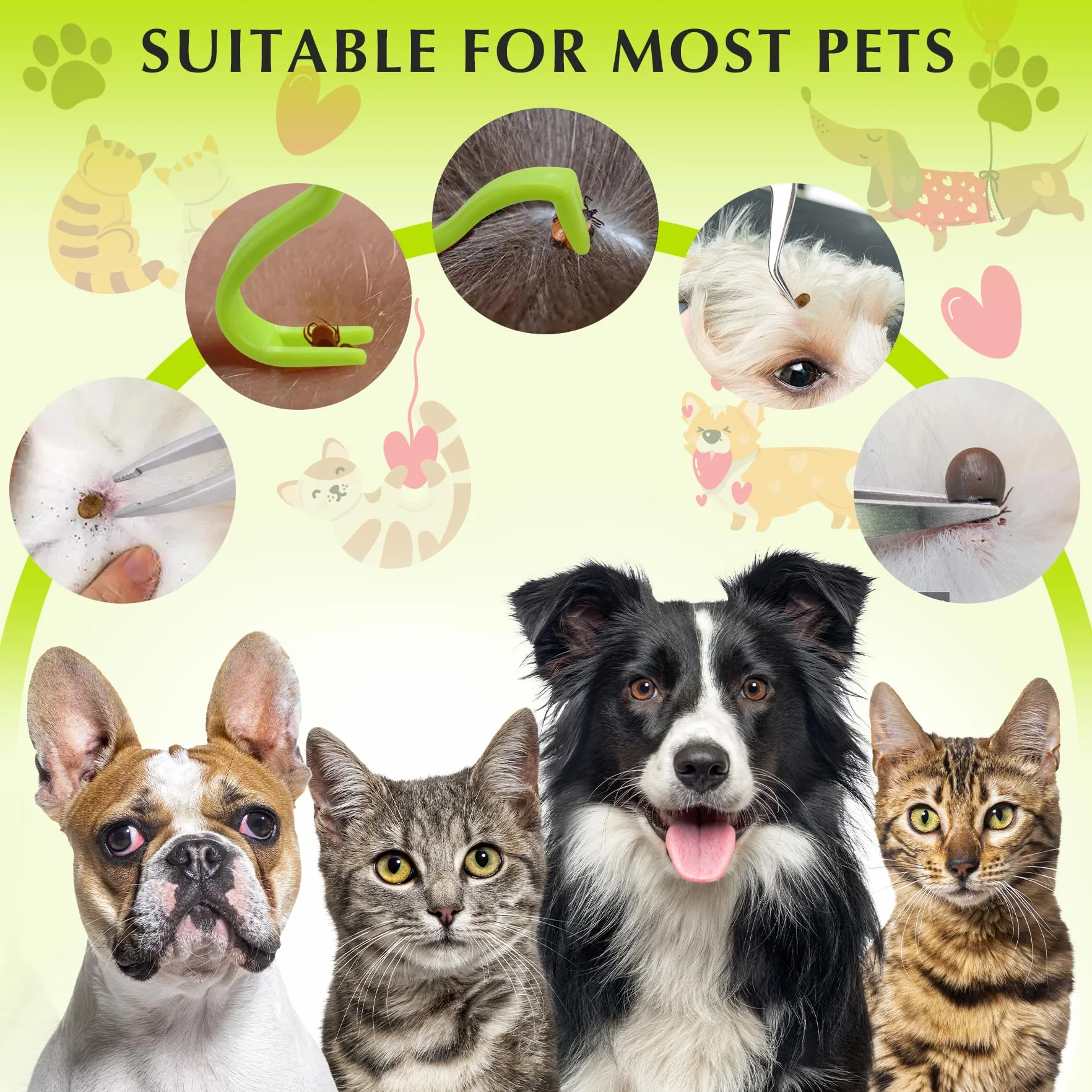 Pince à Tiques en Acier Inoxydable MELLIEX 5 Pièces avec Sac de Rangement pour Chiens et Chats