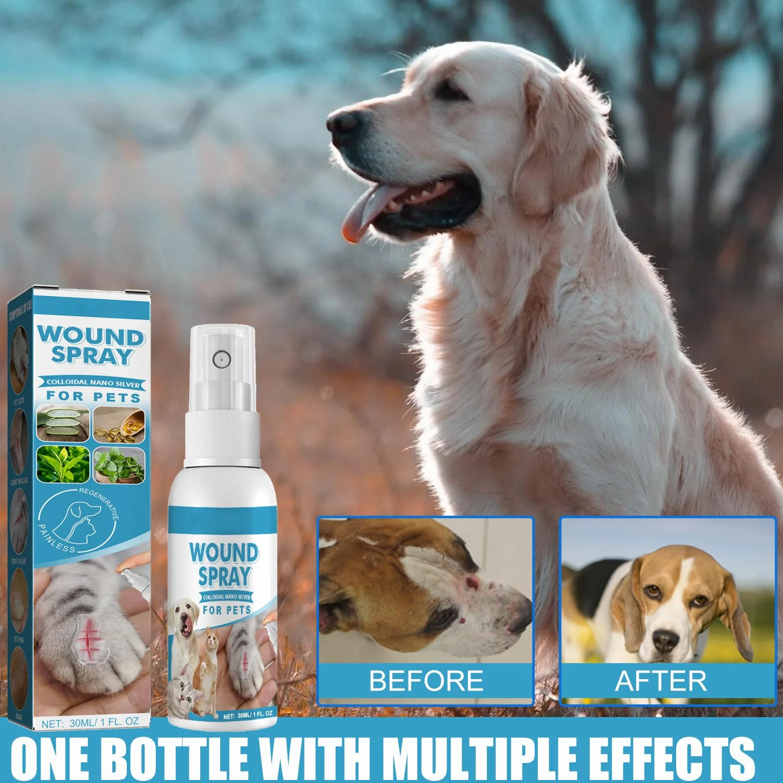Pansement Liquide Transparent Imperméable pour Chiens et Chats - Spray de Guérison pour Animaux