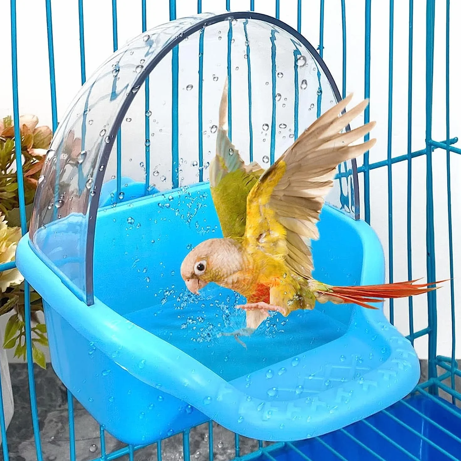 Boîte de Bain à Oiseaux à Suspendre - Jouet pour Perruche - Baignoire pour Perroquet - Baignoire pour Perroquet - Baignoire pour Oiseaux - Accessoires pour Petits Oiseaux, perroquets, calopsittes