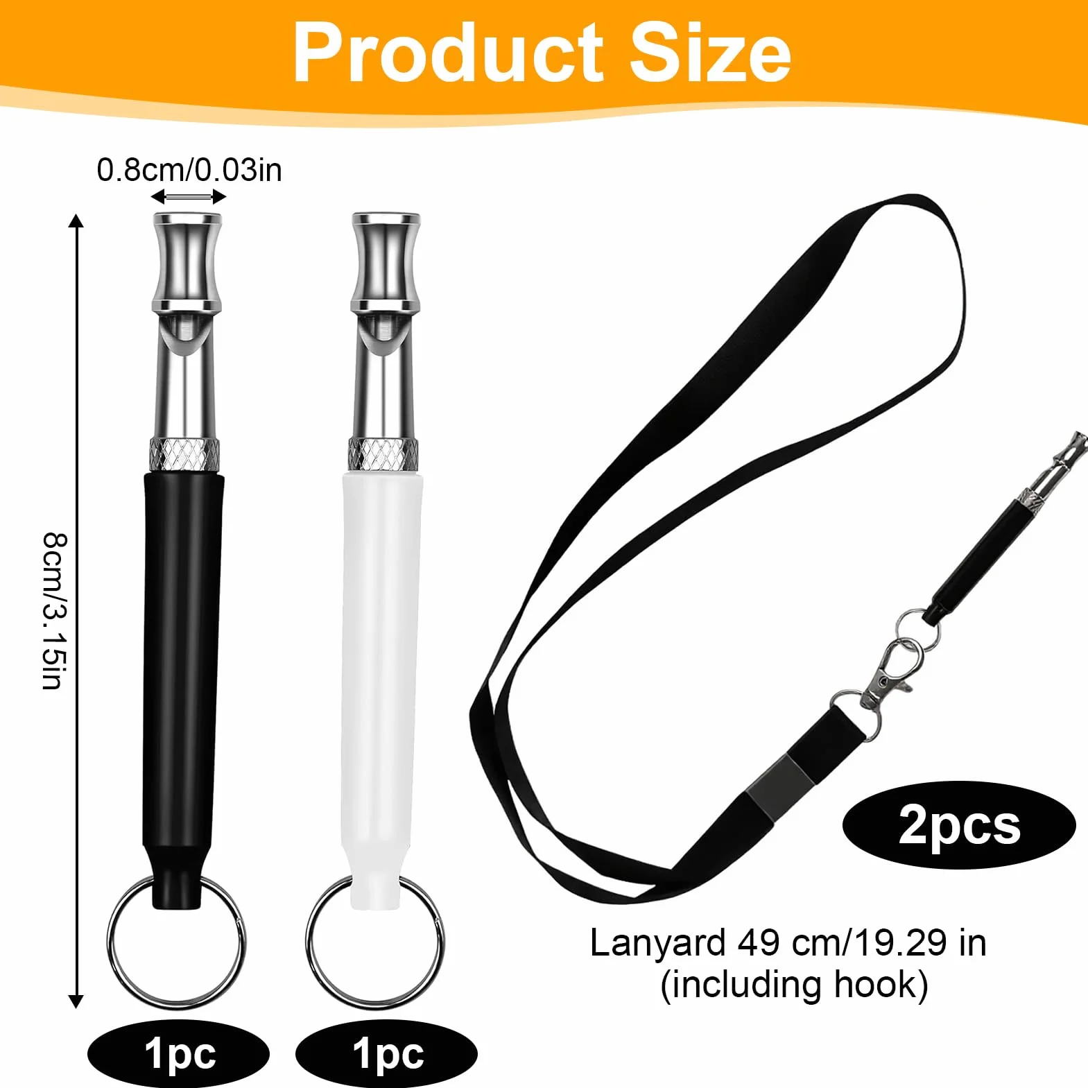 Sifflet Chien Ultrason Anti Aboiement Dressage Rappel avec Lanières, Fréquence Réglable, Silencieux, Noir et Blanc
