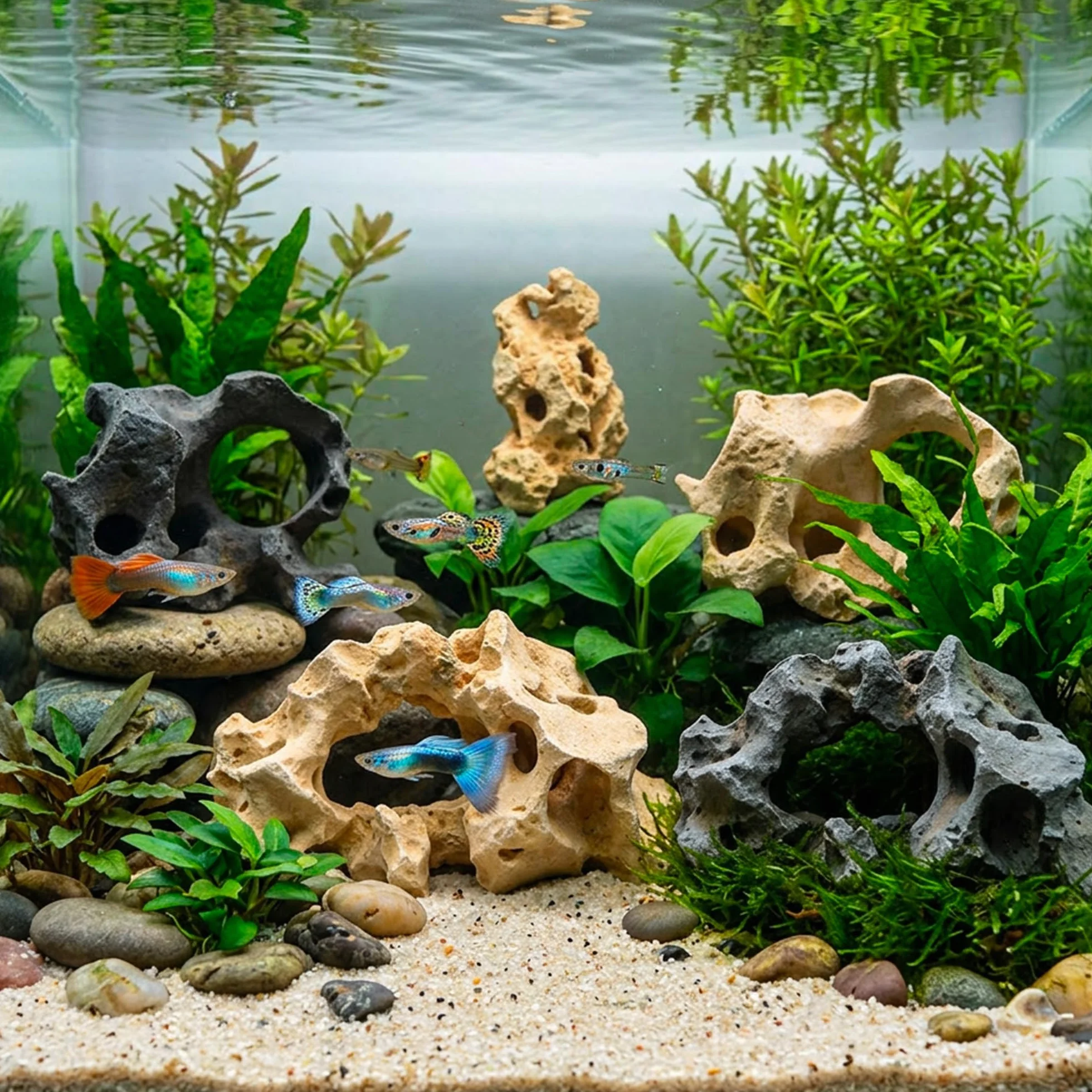 Amtra Roccia Gallura Dekoracja Akwarium Żywica Sztuczna Skała Beżowa 13,5 x 11,5 x 19,5 cm