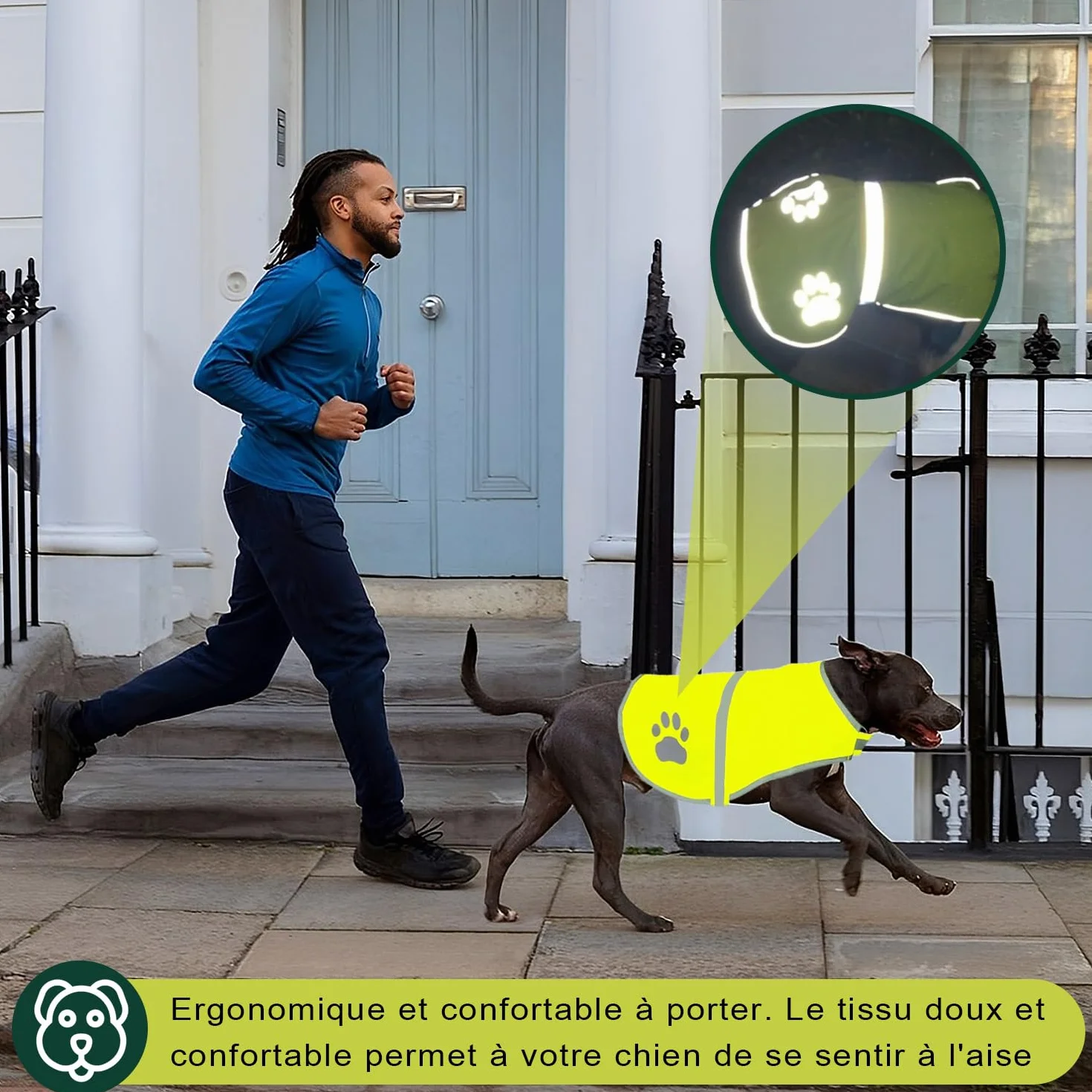 Voarge Gilet de Sécurité Réfléchissant pour Chien Haute Visibilité Veste Jaune L
