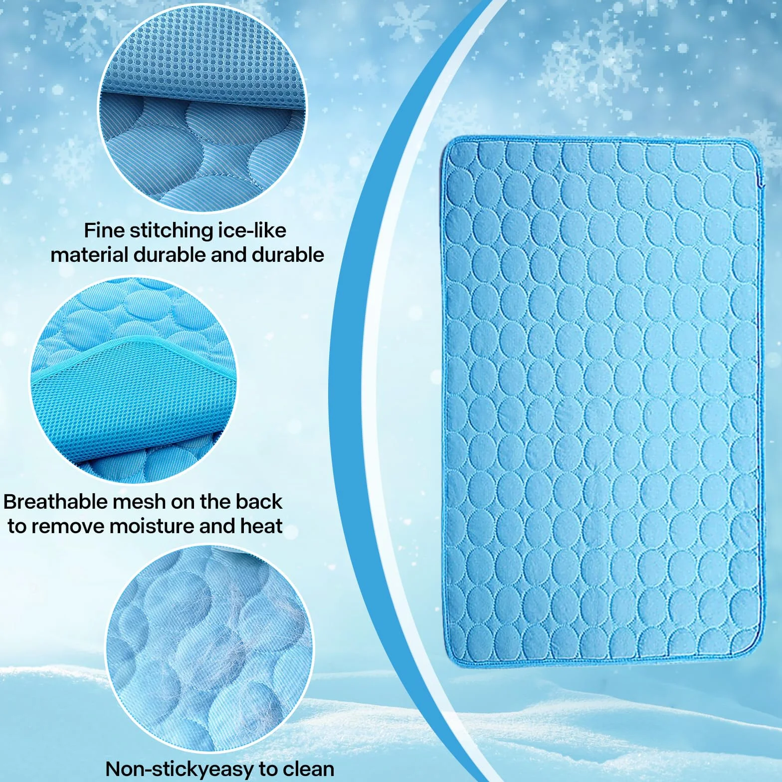 Tapis de Refroidissement pour Chien,Pet Cooling Ice Mat,Cats Dogs Cooling Bed,Tapis de Refroidissement Chien,Tapis Rafraîchissant pour Chiens et Chats Summer Pet Cooling Mat Indoor Outdoor (Bleu L)