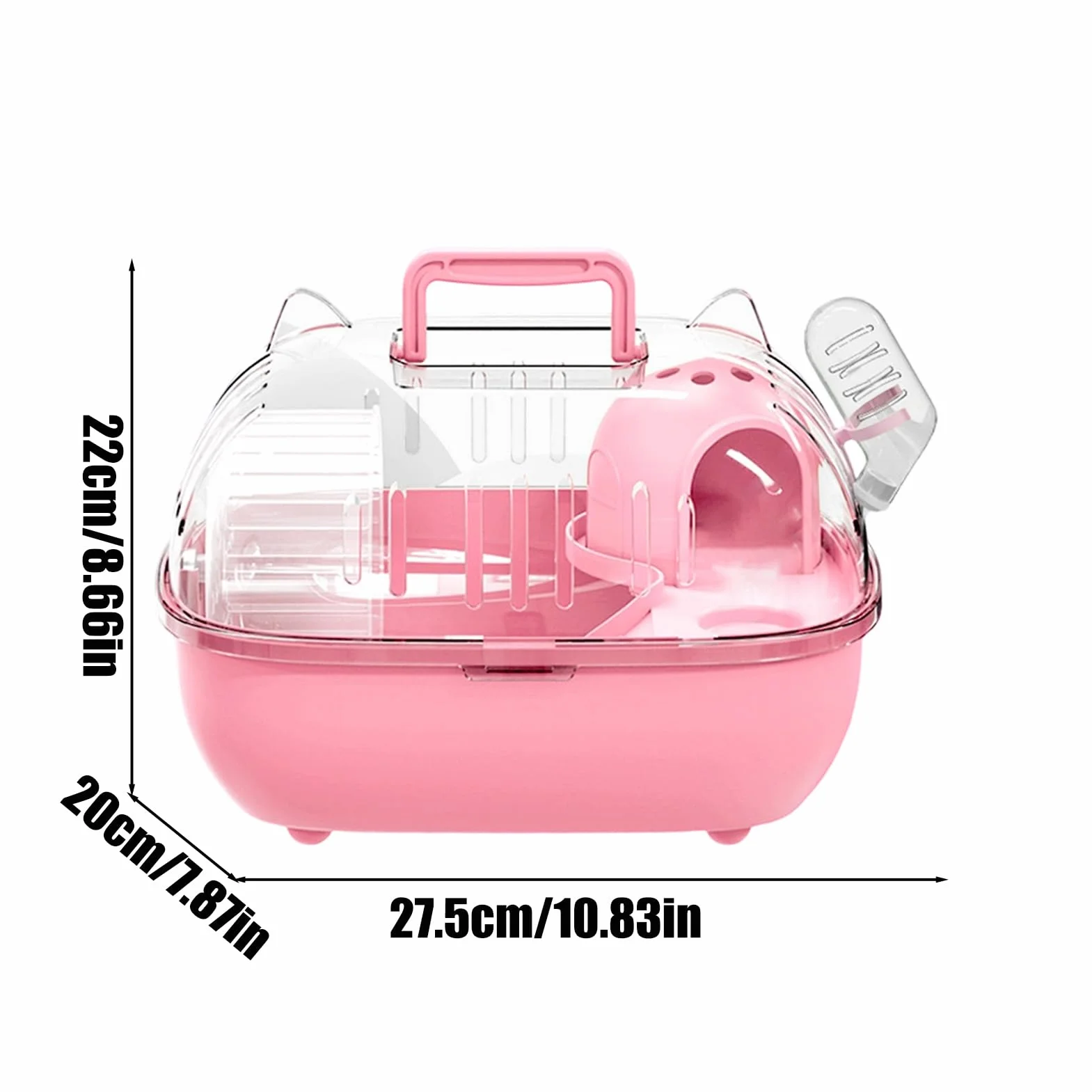 Transporteur pour Hamster 27.5x22x20cm Cage de Transport pour Petits Animaux avec Toit Transparent