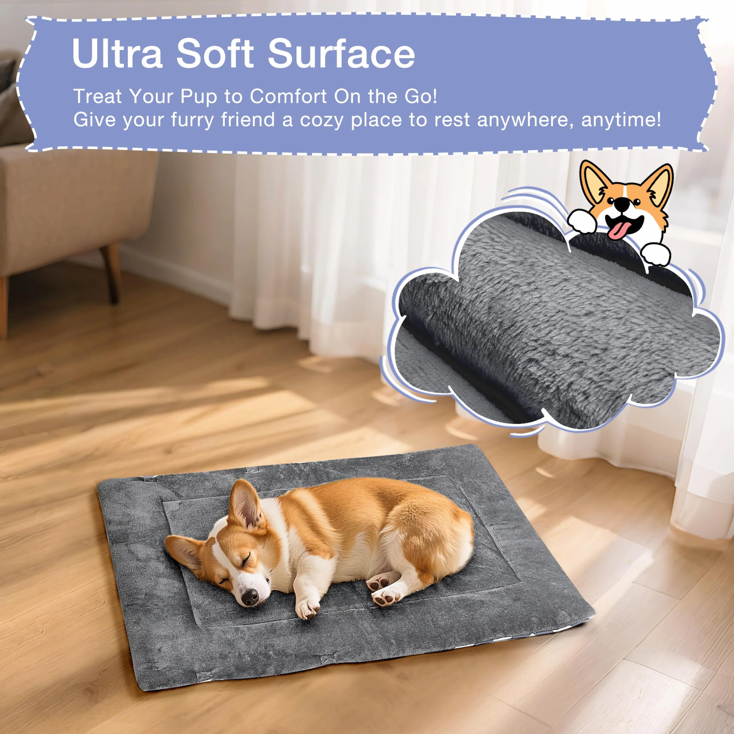 Pawsse Couverture imperméable pour chien 80 x 60 cm Tapis d'extérieur lavable Pliable Voyage