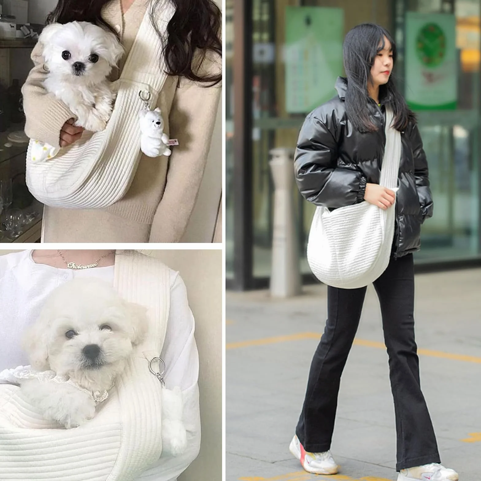 Sac Bandoulière pour Chien et Chat Tianher Transport Portable Mains Libres, Adapté aux Petits Chiens et Chats (Small)