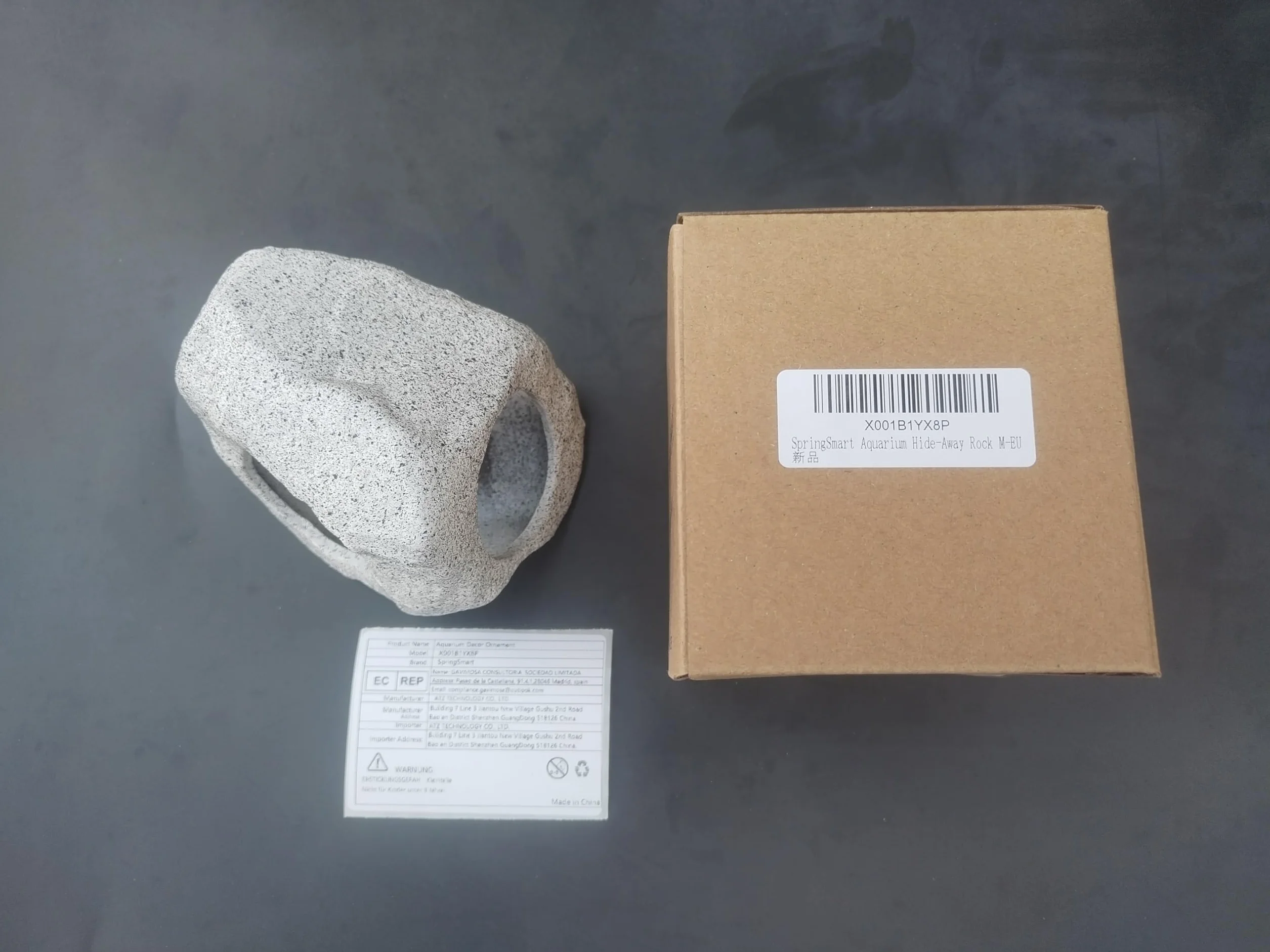 SpringSmart Cachette d'aquarium en céramique pour animaux aquatiques reproduction jeu repos ornement non toxique pierre décorative combattant
