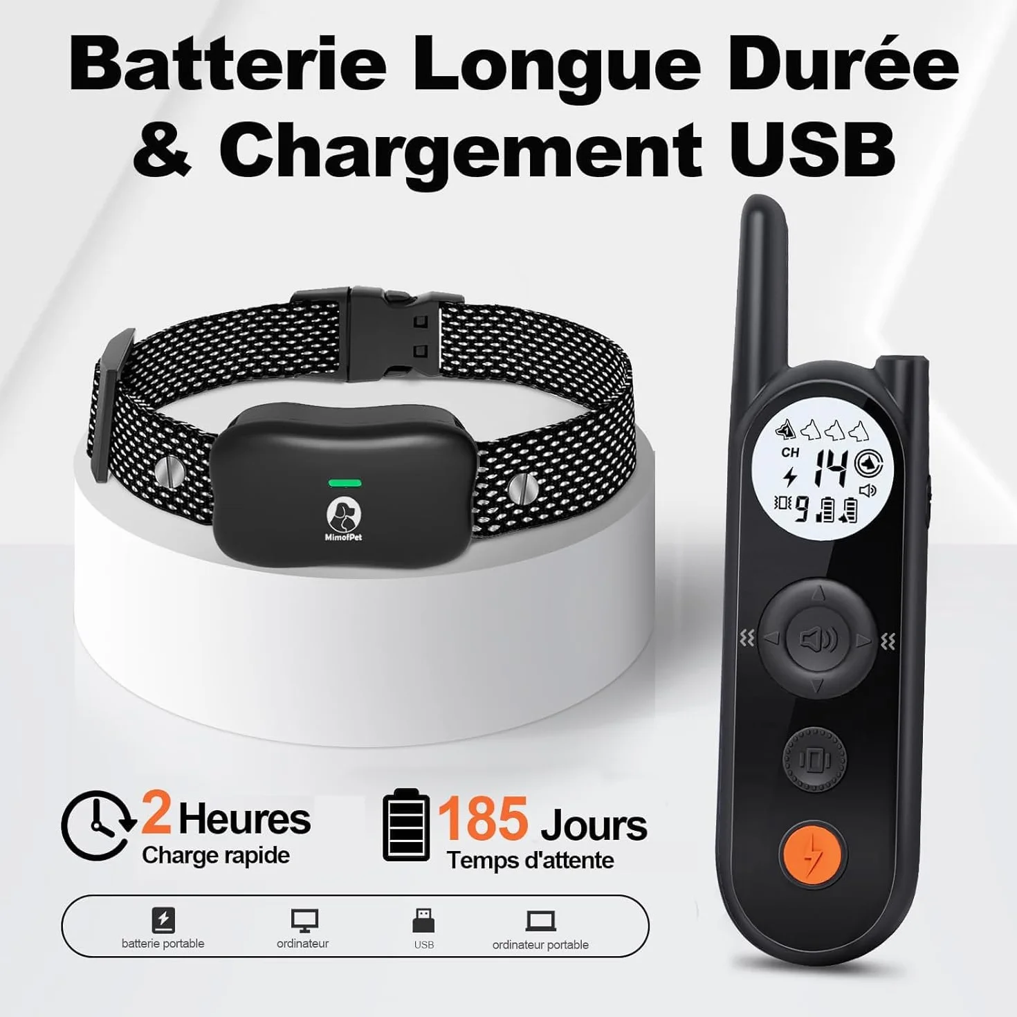 Clôture Électronique pour Chien 8M-1050M Ajustable avec Télécommande de Dressage Résistant à l'Eau Collier