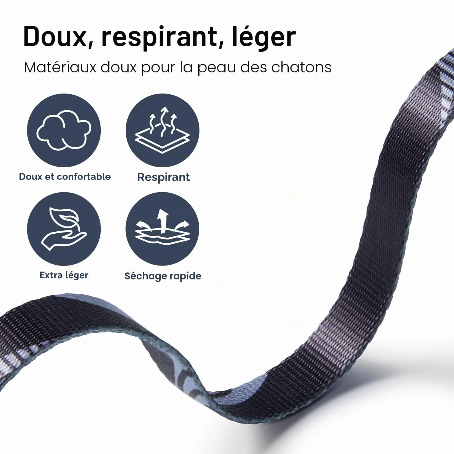 Harnais anti-fuite réglable pour chat - Ensemble de harnais et laisse doux et léger